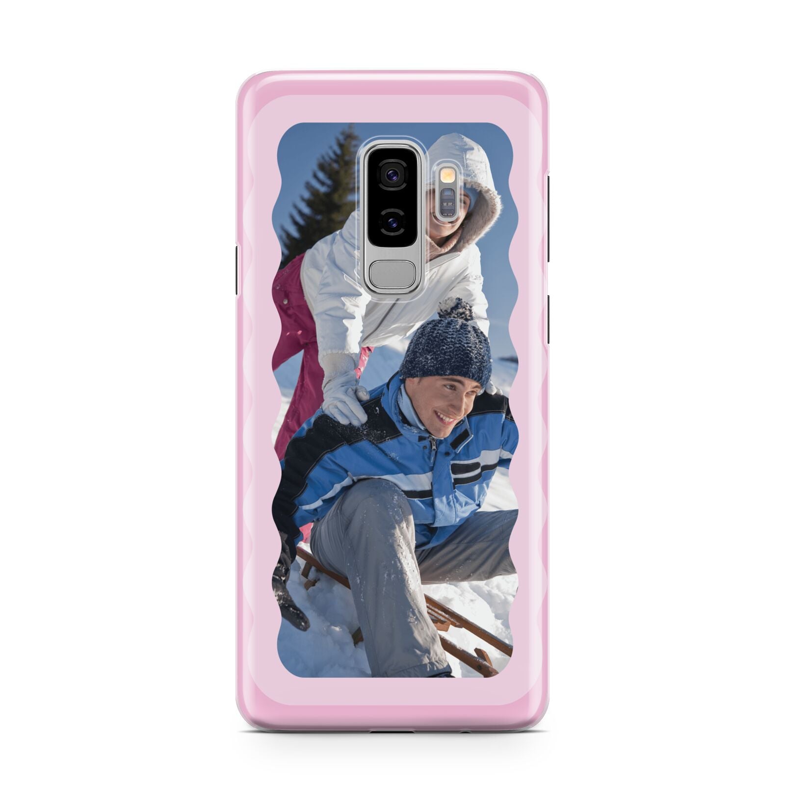 Wavy Photo Border Samsung Galaxy S9 Plus Case on Silver phone