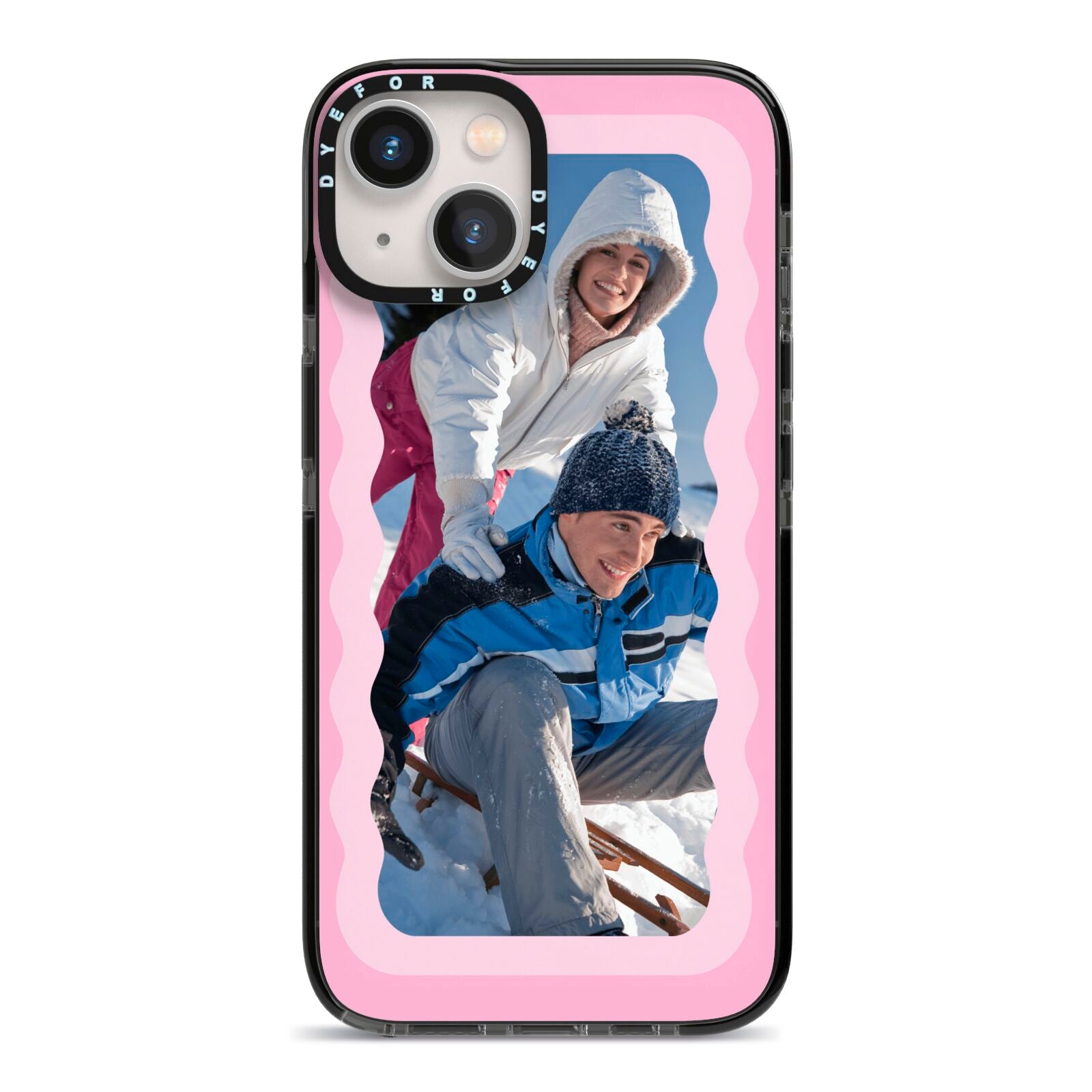 Wavy Photo Border iPhone 13 Black Impact Case on Silver phone