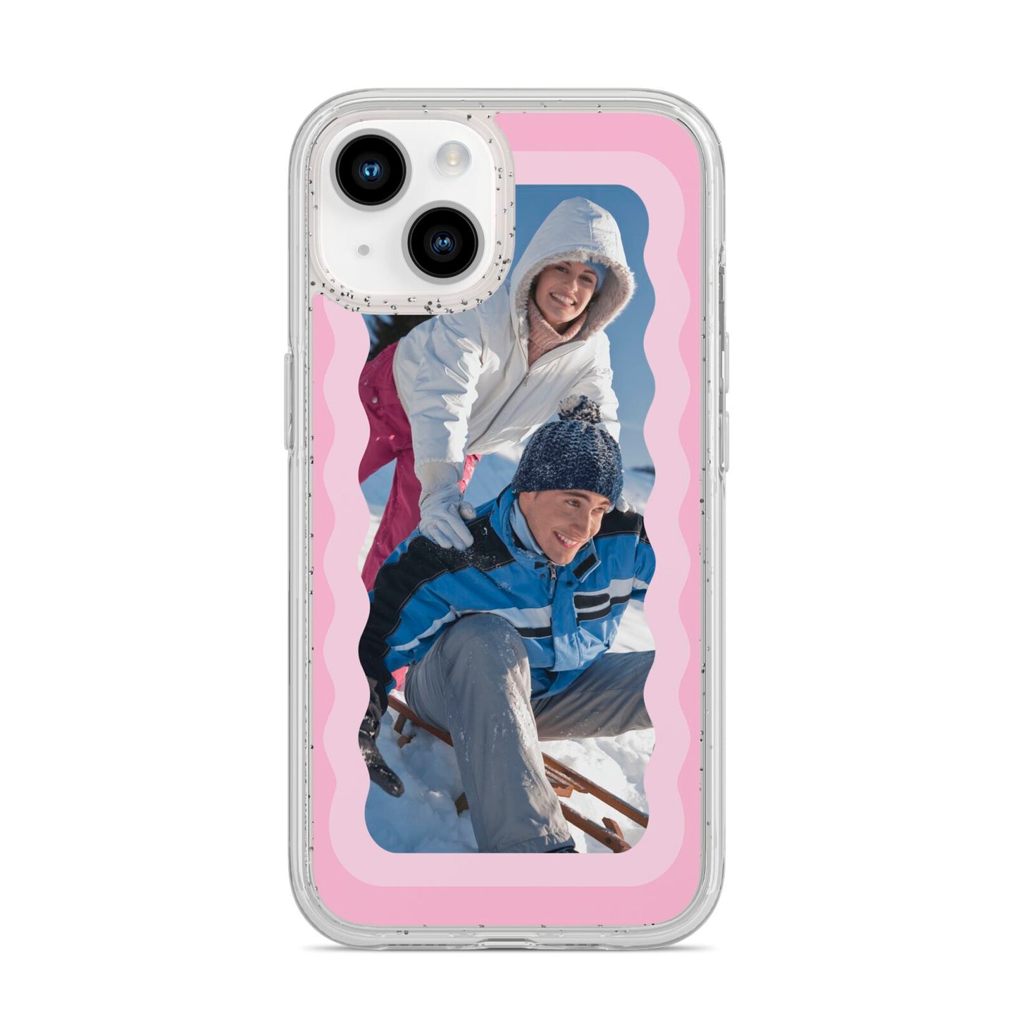 Wavy Photo Border iPhone 14 Glitter Tough Case Starlight