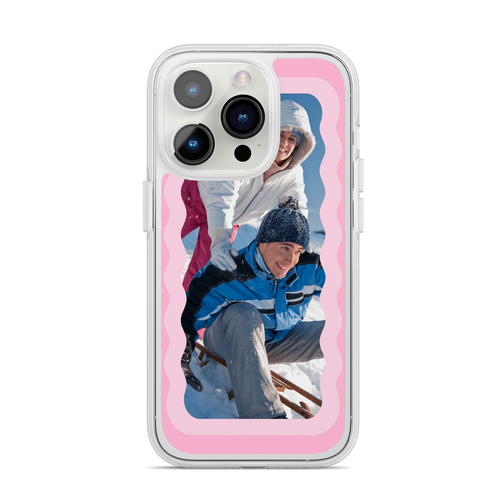 Wavy Photo Border iPhone 14 Pro Clear Tough Case Silver