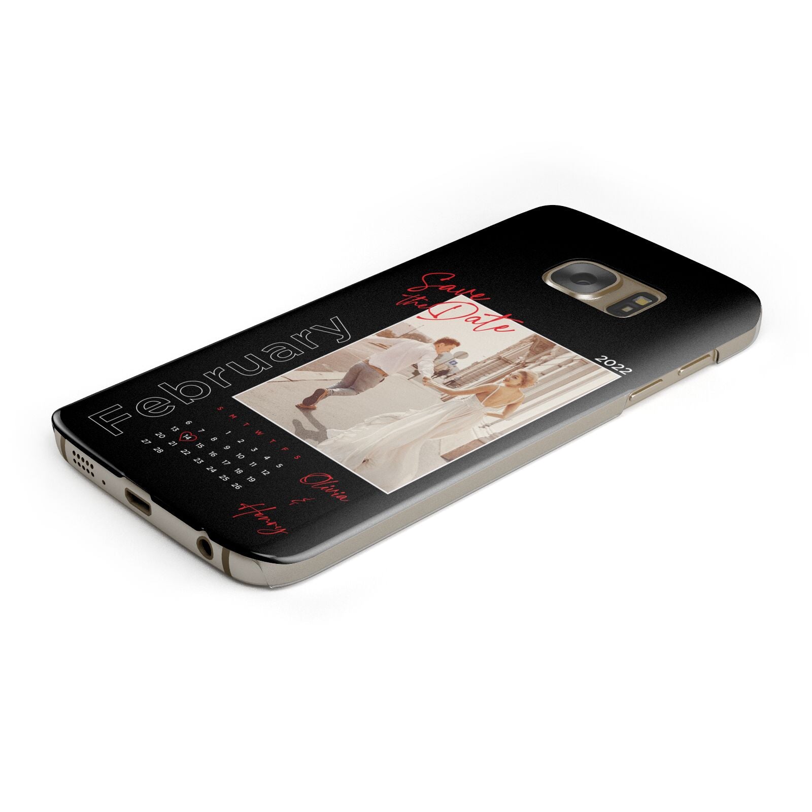 Wedding Date Personalised Photo Protective Samsung Galaxy Case Angled Image