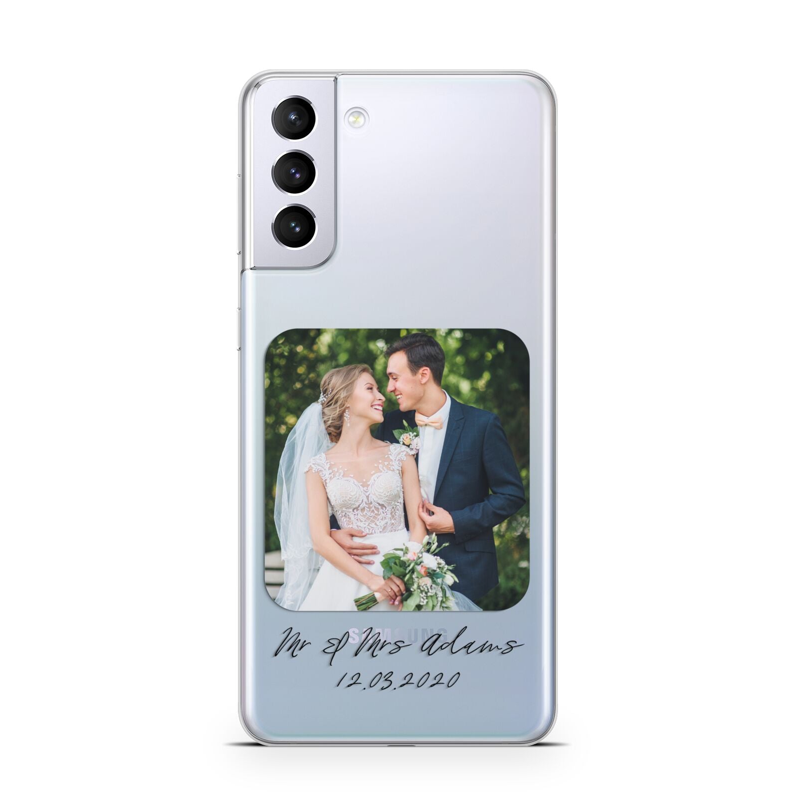 Wedding Photo Upload Keepsake with Text Samsung S21 Plus Case