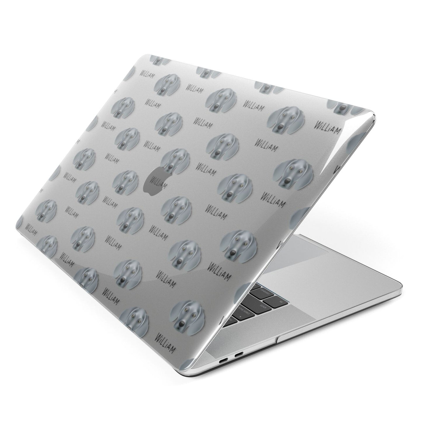 Weimaraner Icon with Name Apple MacBook Case Side View