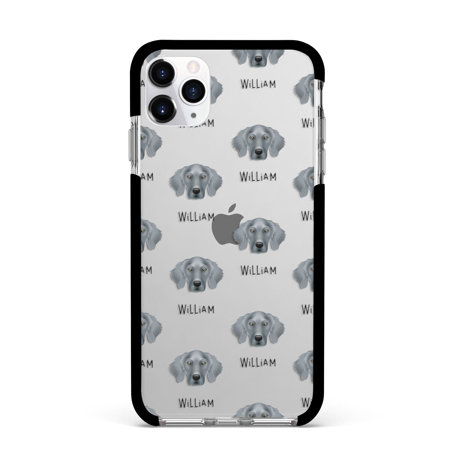Weimaraner Icon with Name Apple iPhone 11 Pro Max in Silver with Black Impact Case