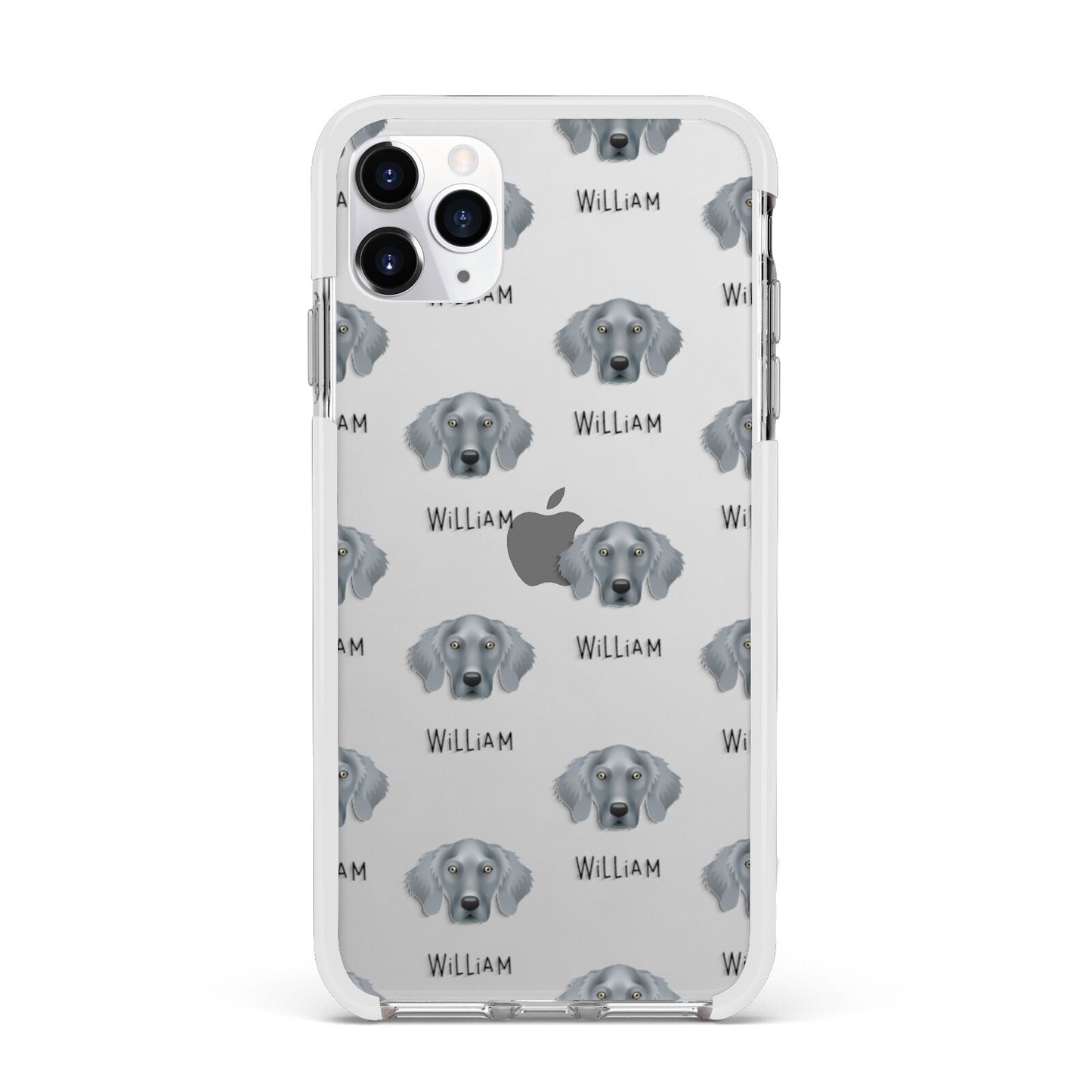 Weimaraner Icon with Name Apple iPhone 11 Pro Max in Silver with White Impact Case