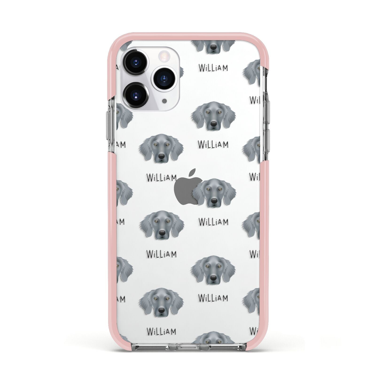 Weimaraner Icon with Name Apple iPhone 11 Pro in Silver with Pink Impact Case