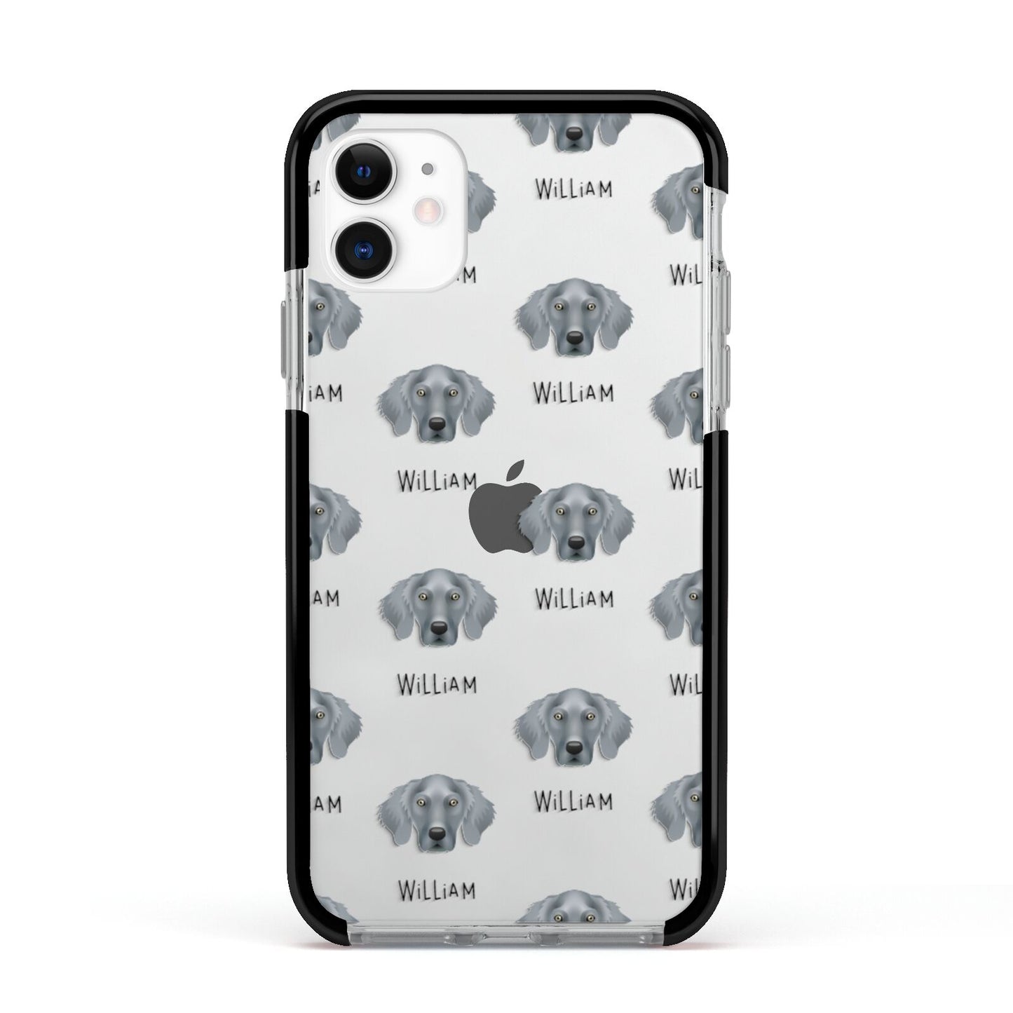 Weimaraner Icon with Name Apple iPhone 11 in White with Black Impact Case