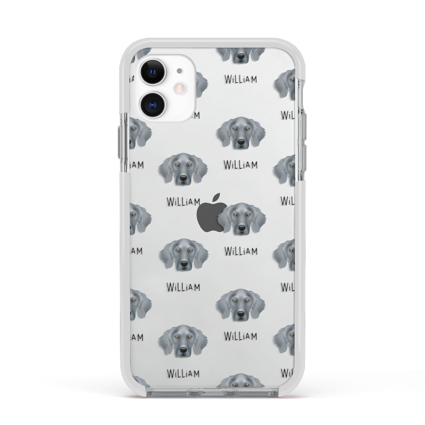 Weimaraner Icon with Name Apple iPhone 11 in White with White Impact Case