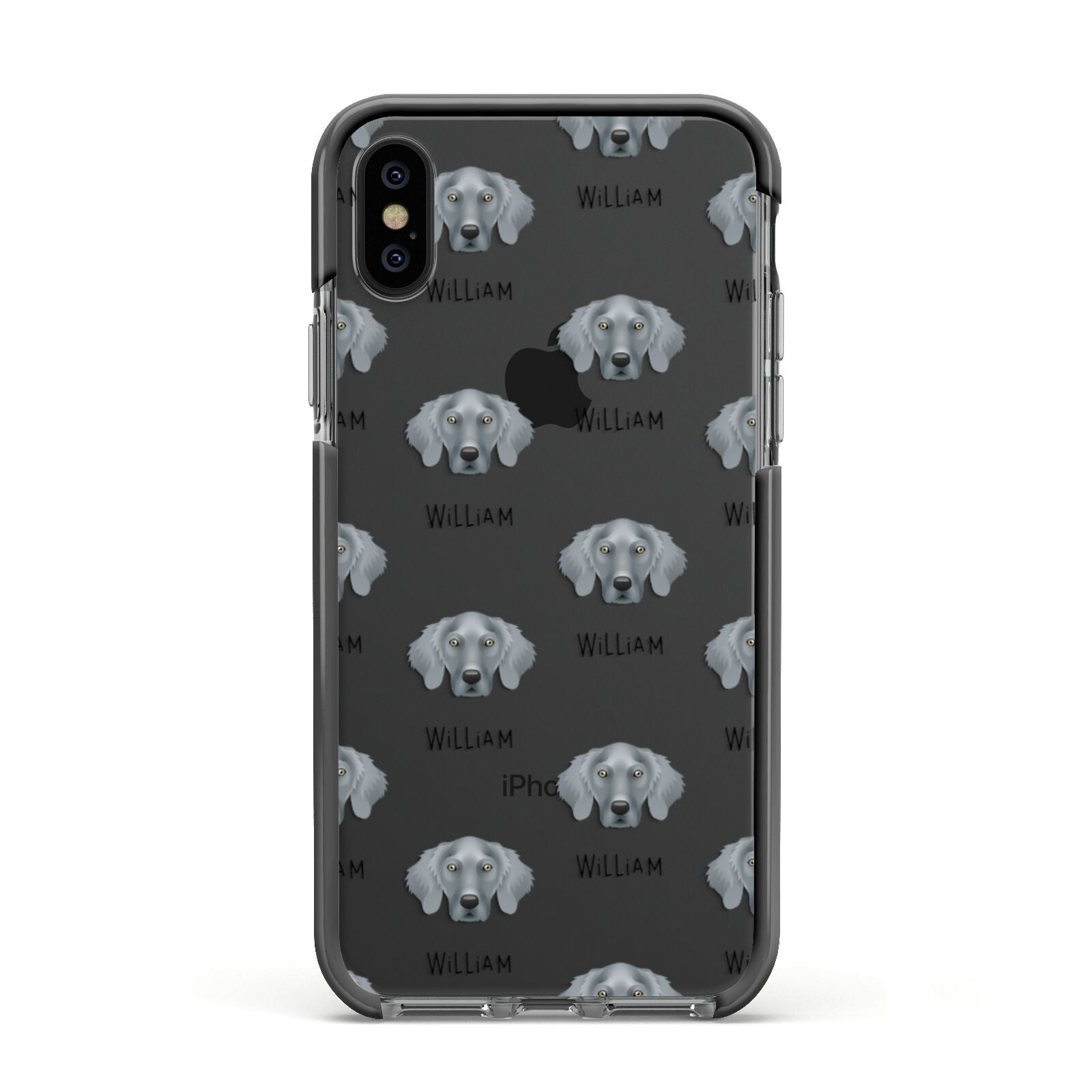 Weimaraner Icon with Name Apple iPhone Xs Impact Case Black Edge on Black Phone