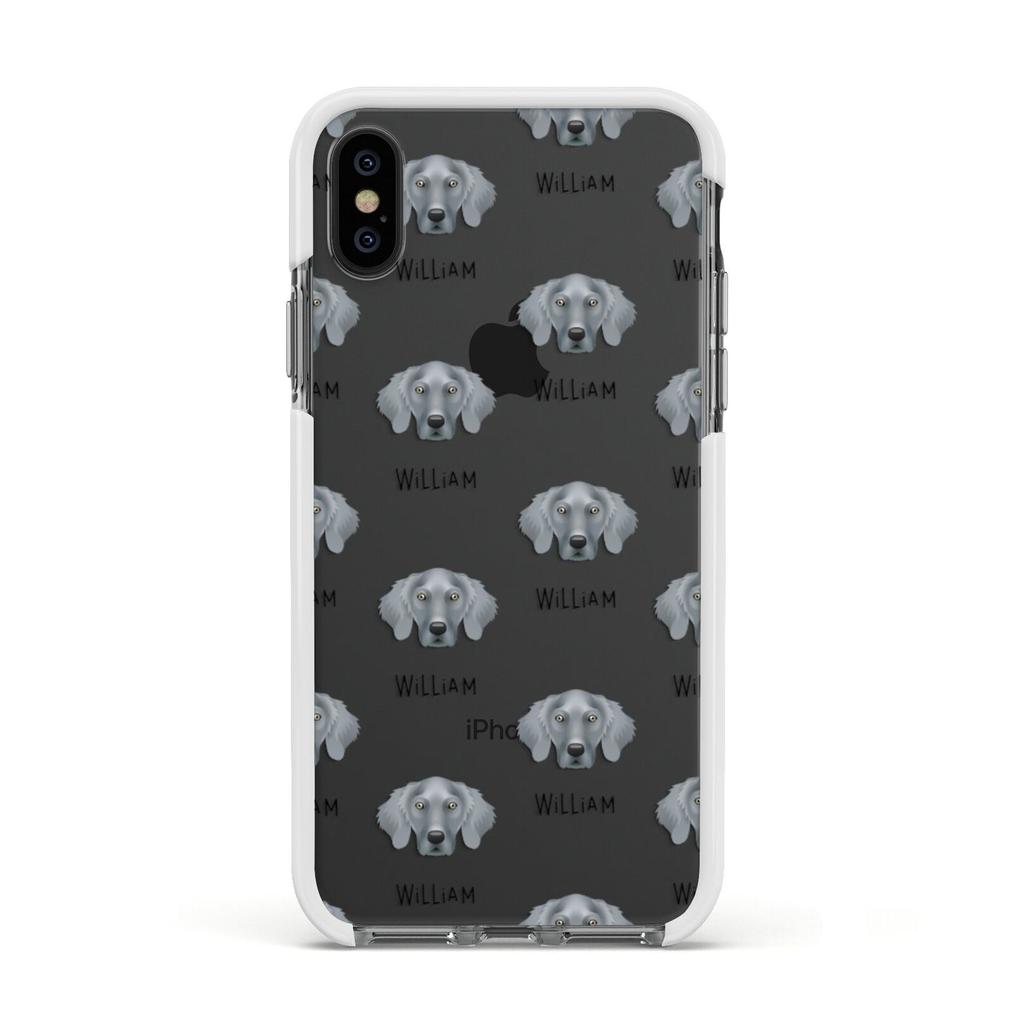 Weimaraner Icon with Name Apple iPhone Xs Impact Case White Edge on Black Phone