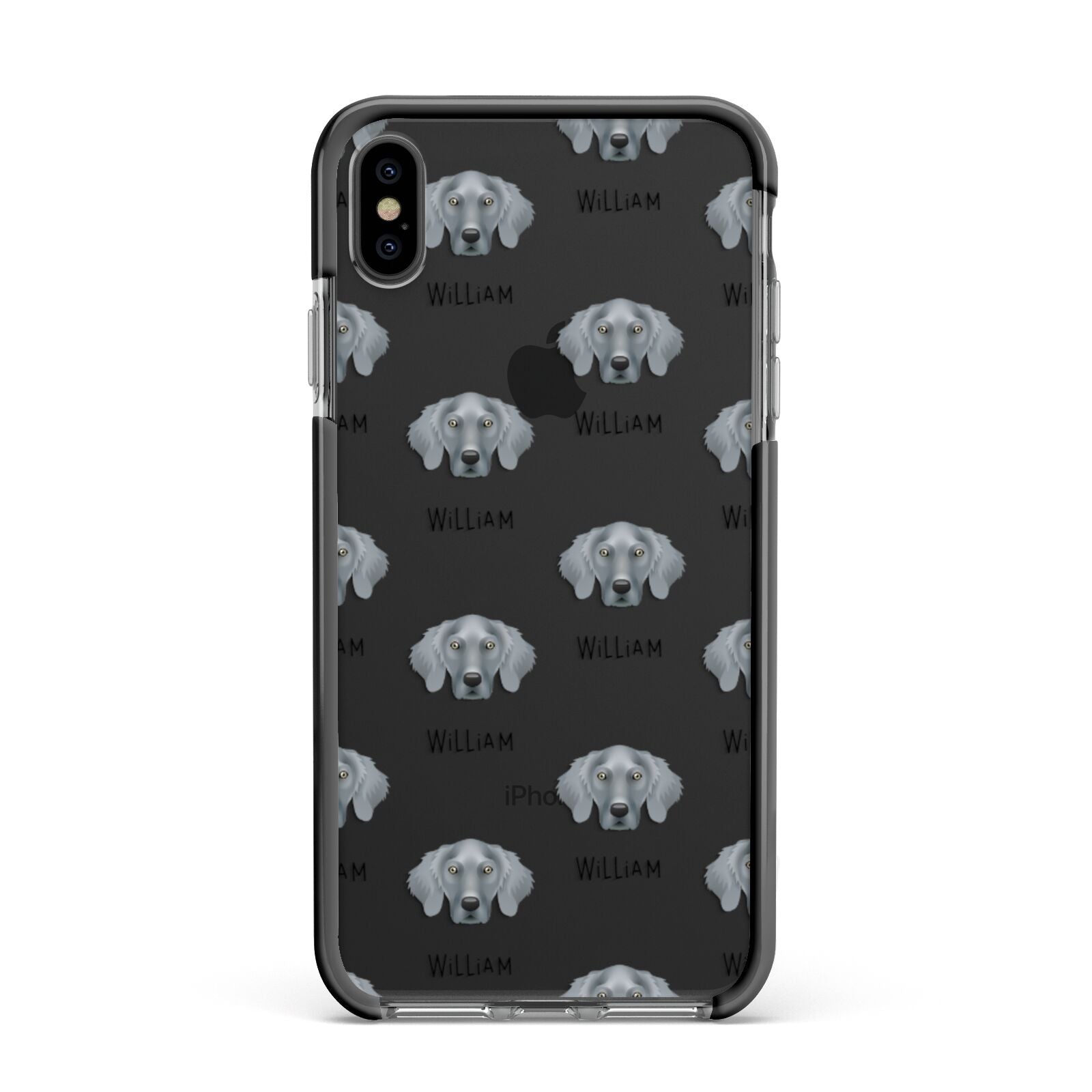 Weimaraner Icon with Name Apple iPhone Xs Max Impact Case Black Edge on Black Phone