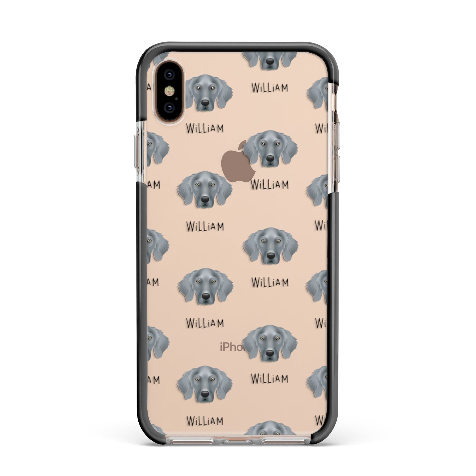 Weimaraner Icon with Name Apple iPhone Xs Max Impact Case Black Edge on Gold Phone