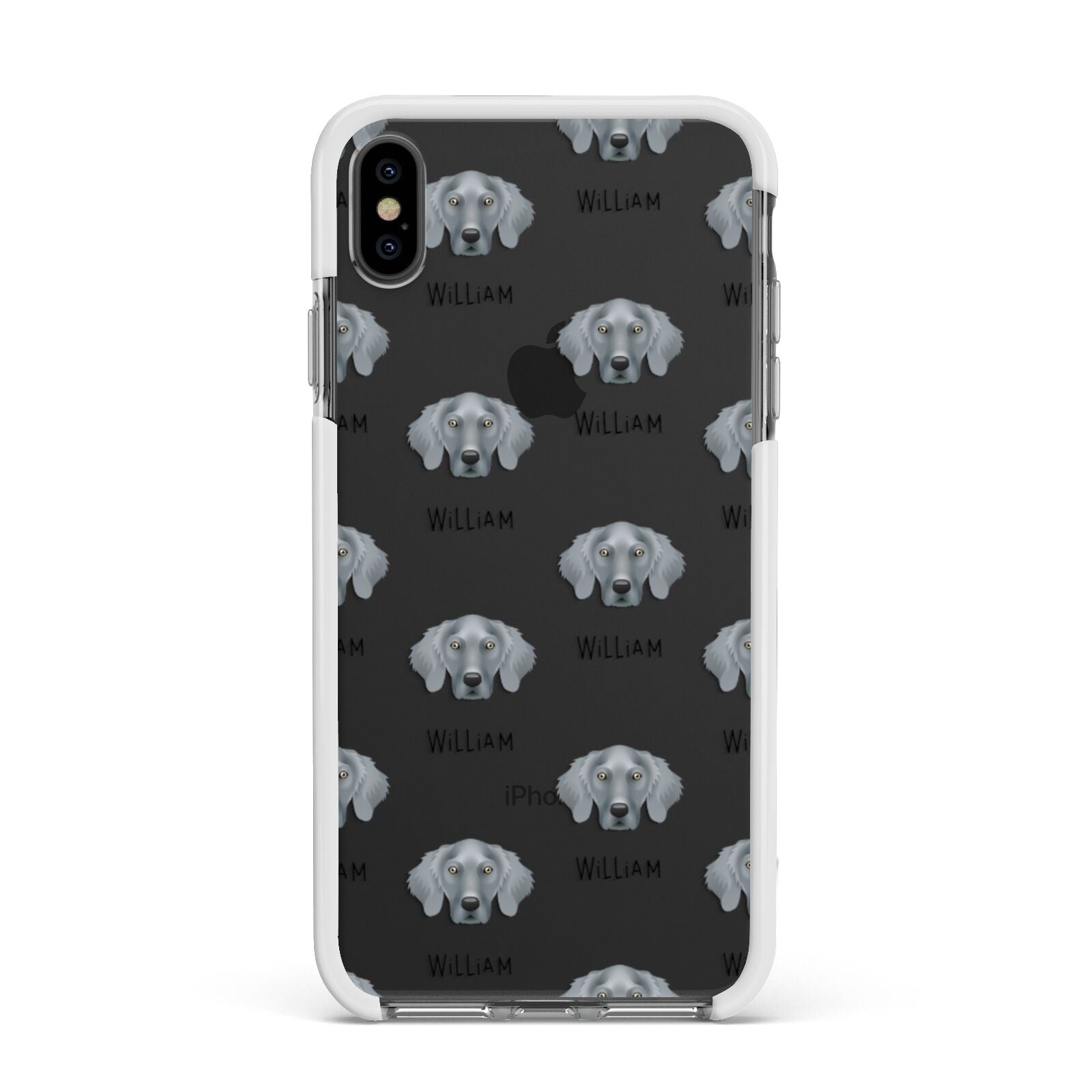 Weimaraner Icon with Name Apple iPhone Xs Max Impact Case White Edge on Black Phone