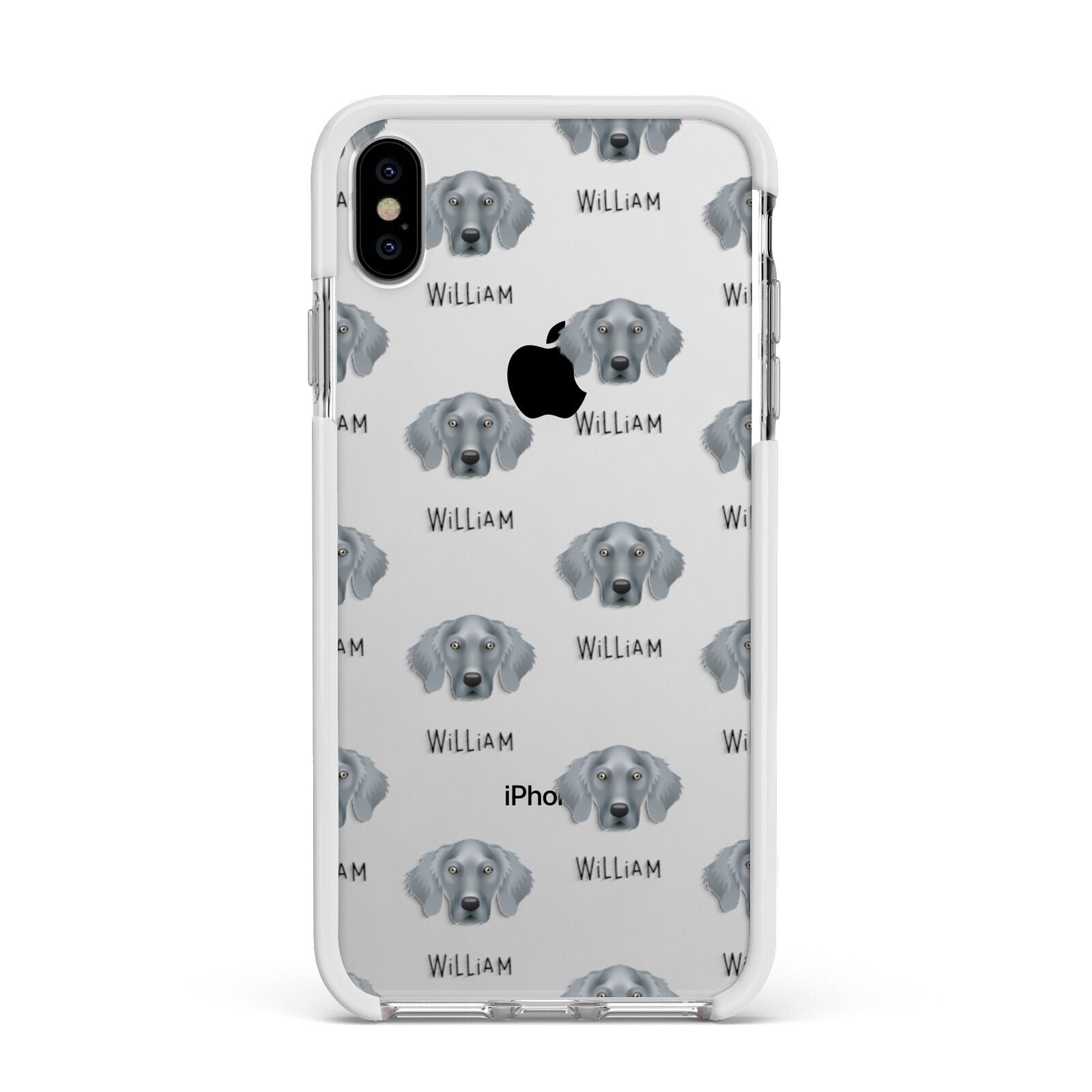 Weimaraner Icon with Name Apple iPhone Xs Max Impact Case White Edge on Silver Phone