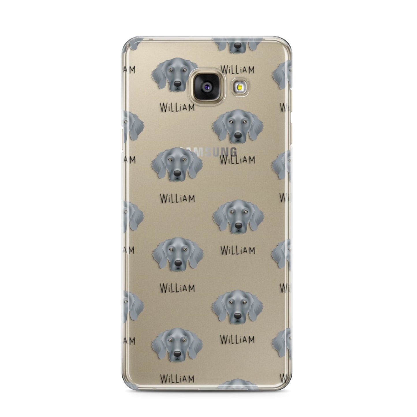 Weimaraner Icon with Name Samsung Galaxy A3 2016 Case on gold phone