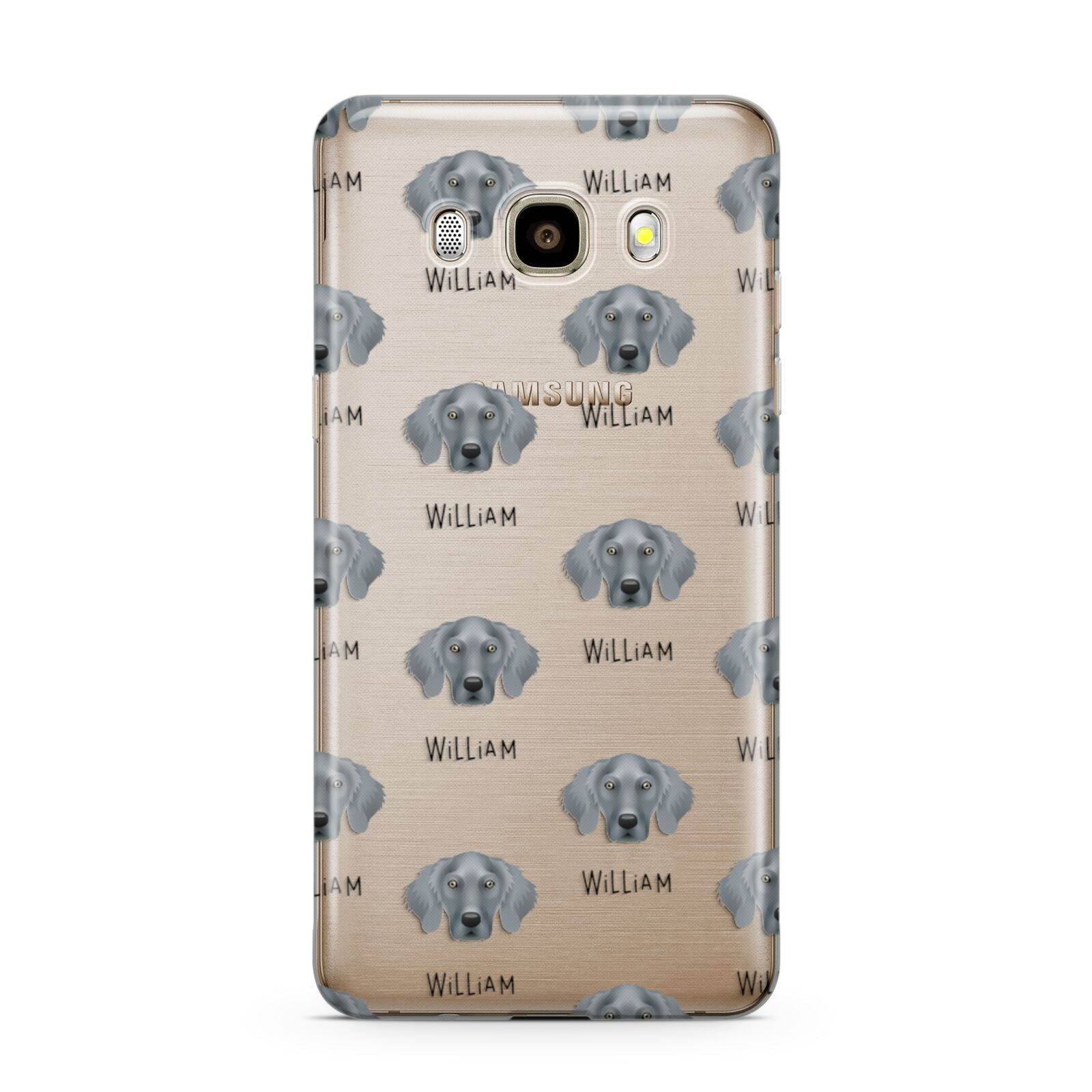 Weimaraner Icon with Name Samsung Galaxy J7 2016 Case on gold phone