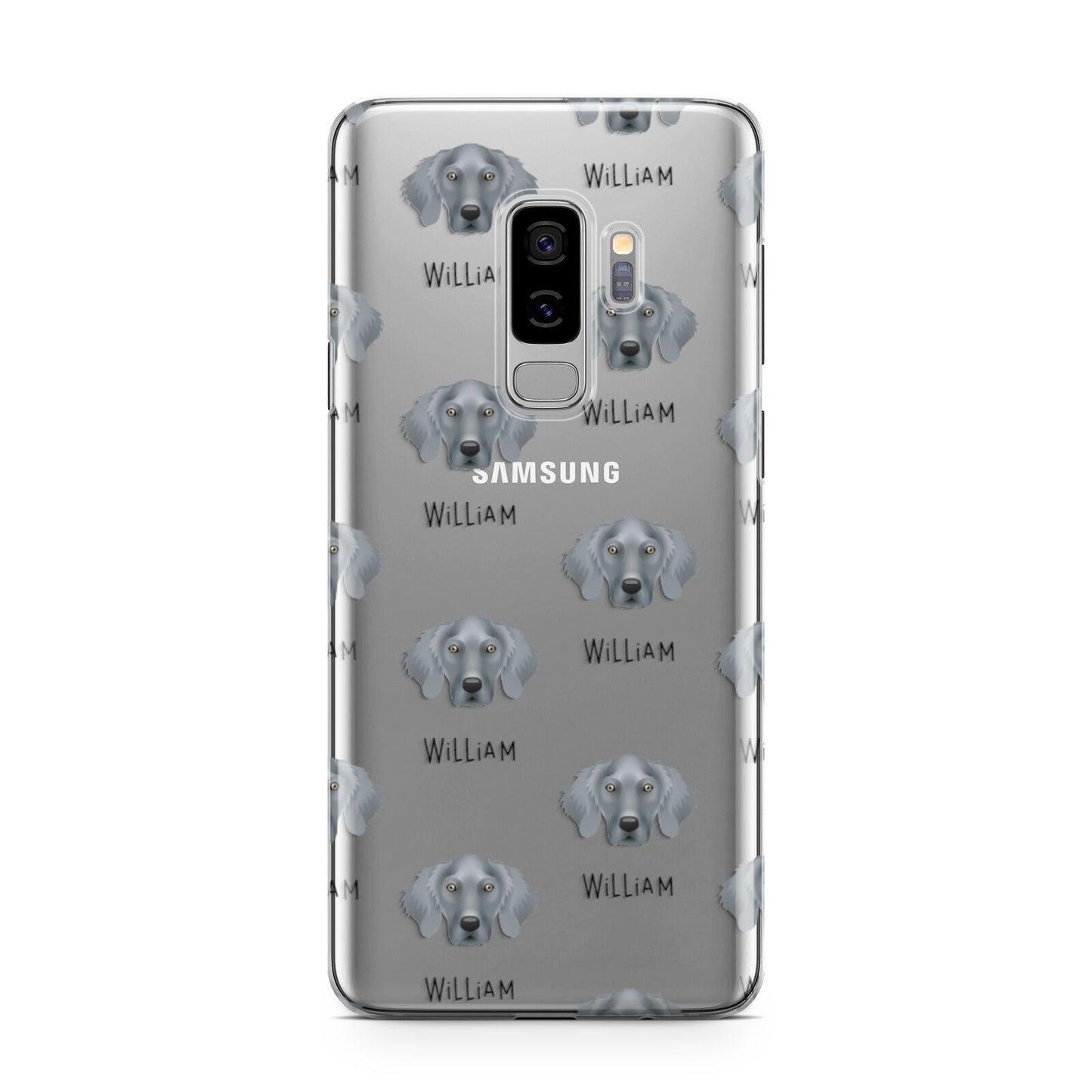 Weimaraner Icon with Name Samsung Galaxy S9 Plus Case on Silver phone