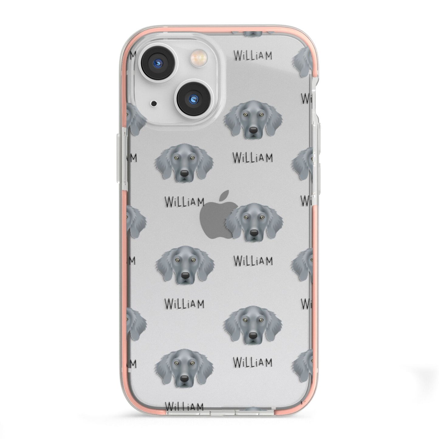 Weimaraner Icon with Name iPhone 13 Mini TPU Impact Case with Pink Edges