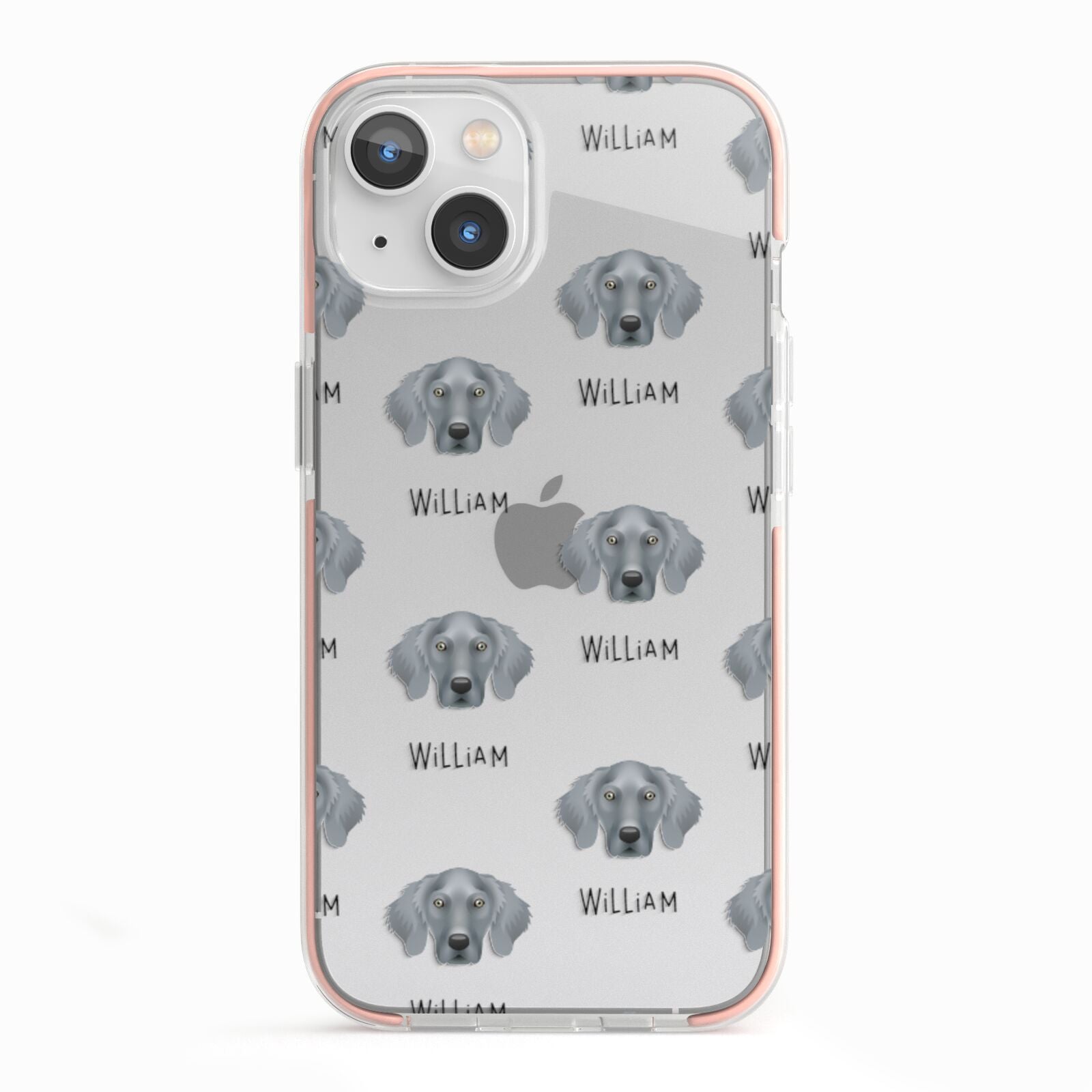 Weimaraner Icon with Name iPhone 13 TPU Impact Case with Pink Edges