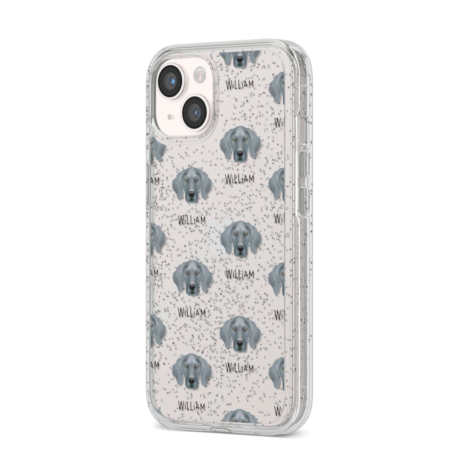 Weimaraner Icon with Name iPhone 14 Glitter Tough Case Starlight Angled Image