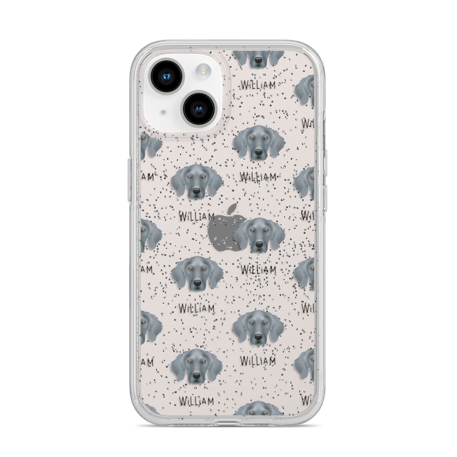 Weimaraner Icon with Name iPhone 14 Glitter Tough Case Starlight