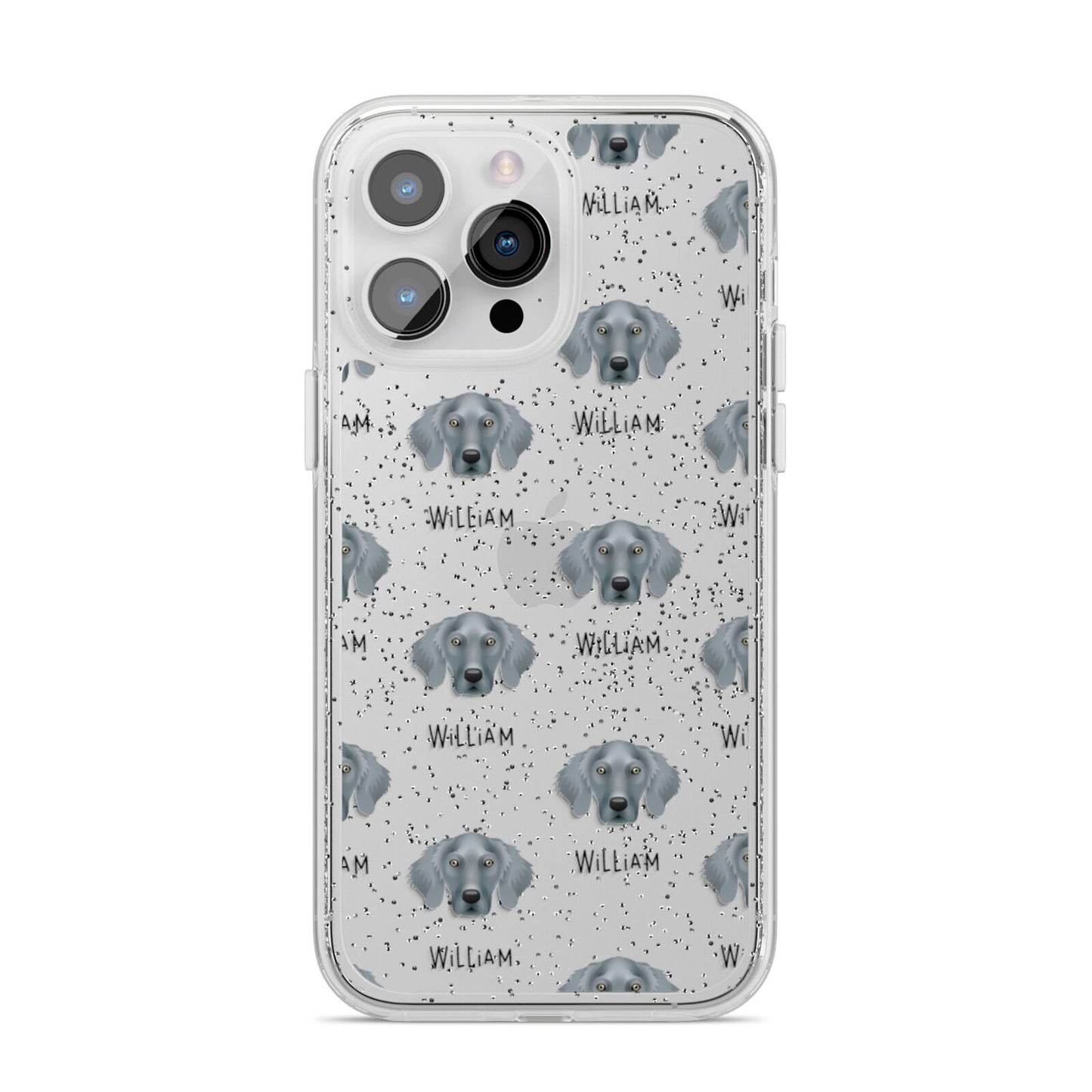 Weimaraner Icon with Name iPhone 14 Pro Max Glitter Tough Case Silver