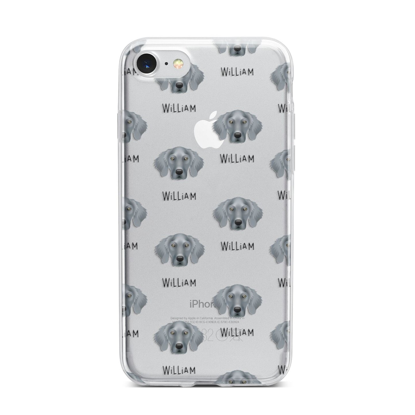 Weimaraner Icon with Name iPhone 7 Bumper Case on Silver iPhone