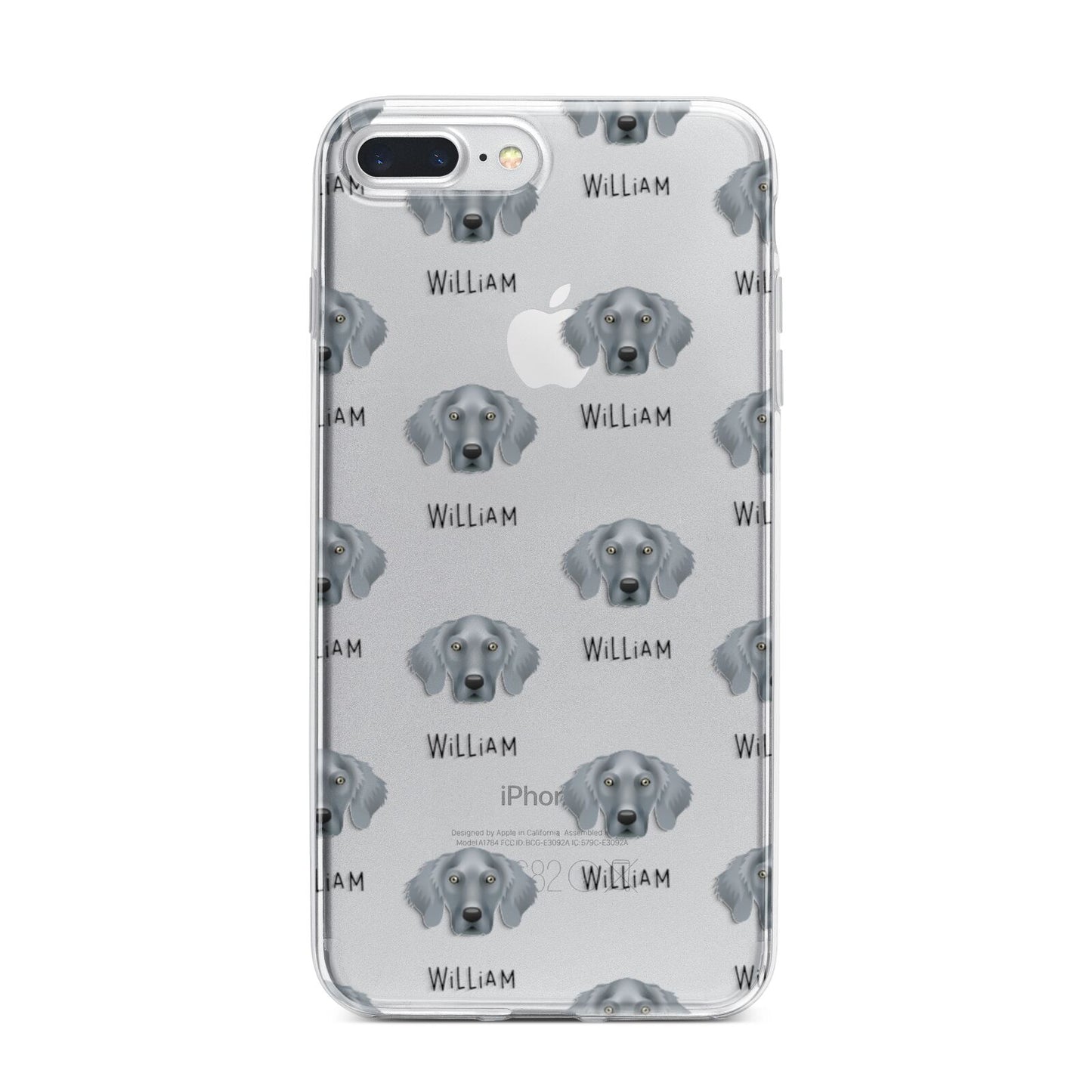Weimaraner Icon with Name iPhone 7 Plus Bumper Case on Silver iPhone