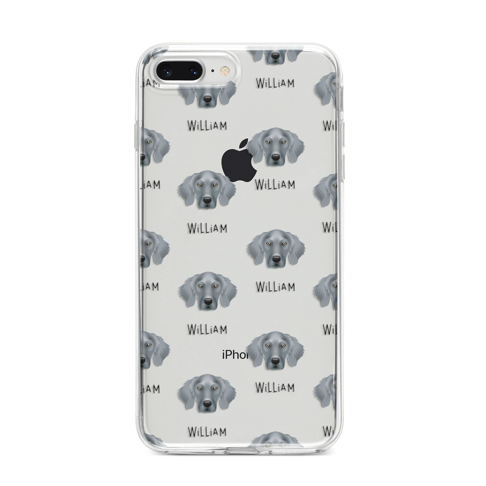 Weimaraner Icon with Name iPhone 8 Plus Bumper Case on Silver iPhone