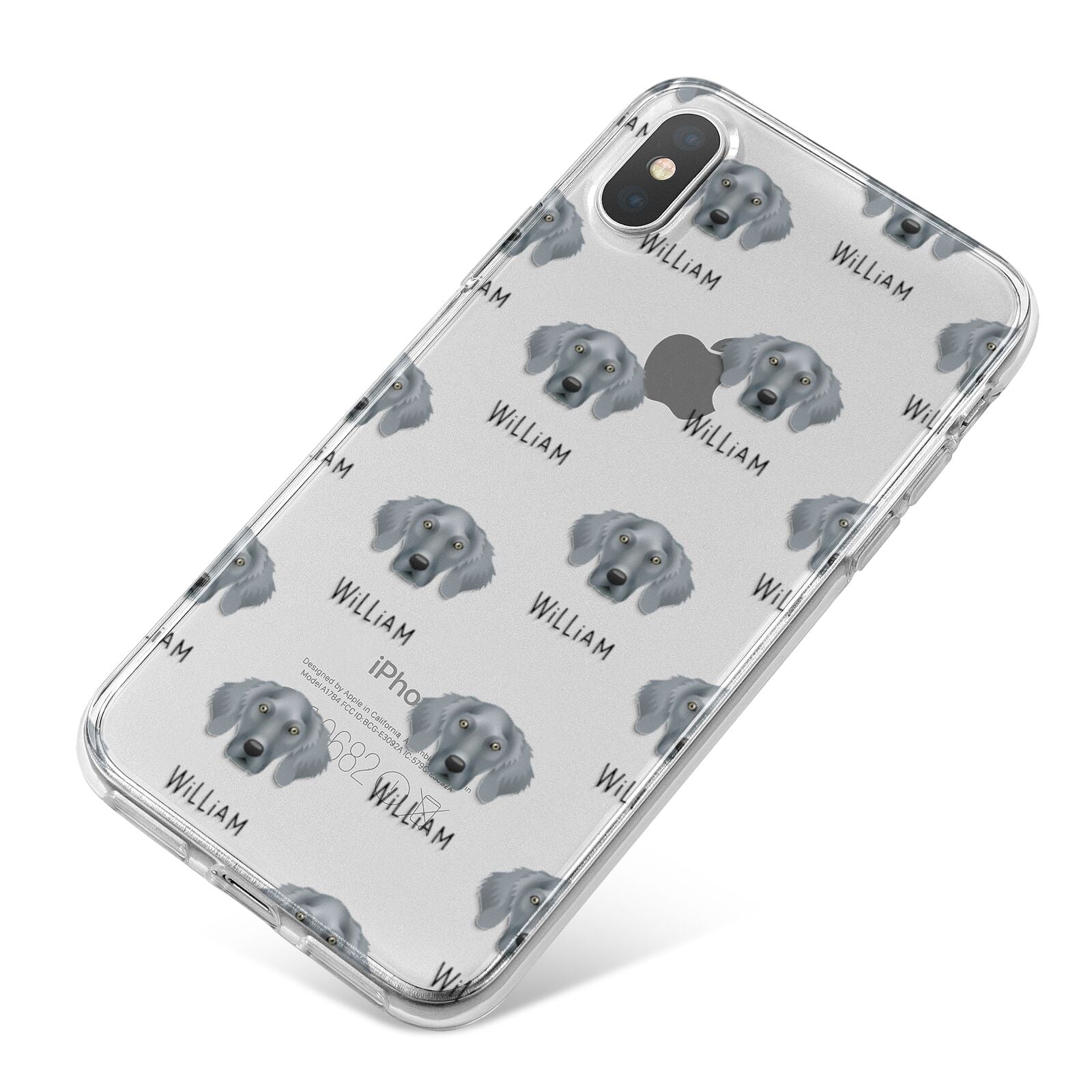 Weimaraner Icon with Name iPhone X Bumper Case on Silver iPhone