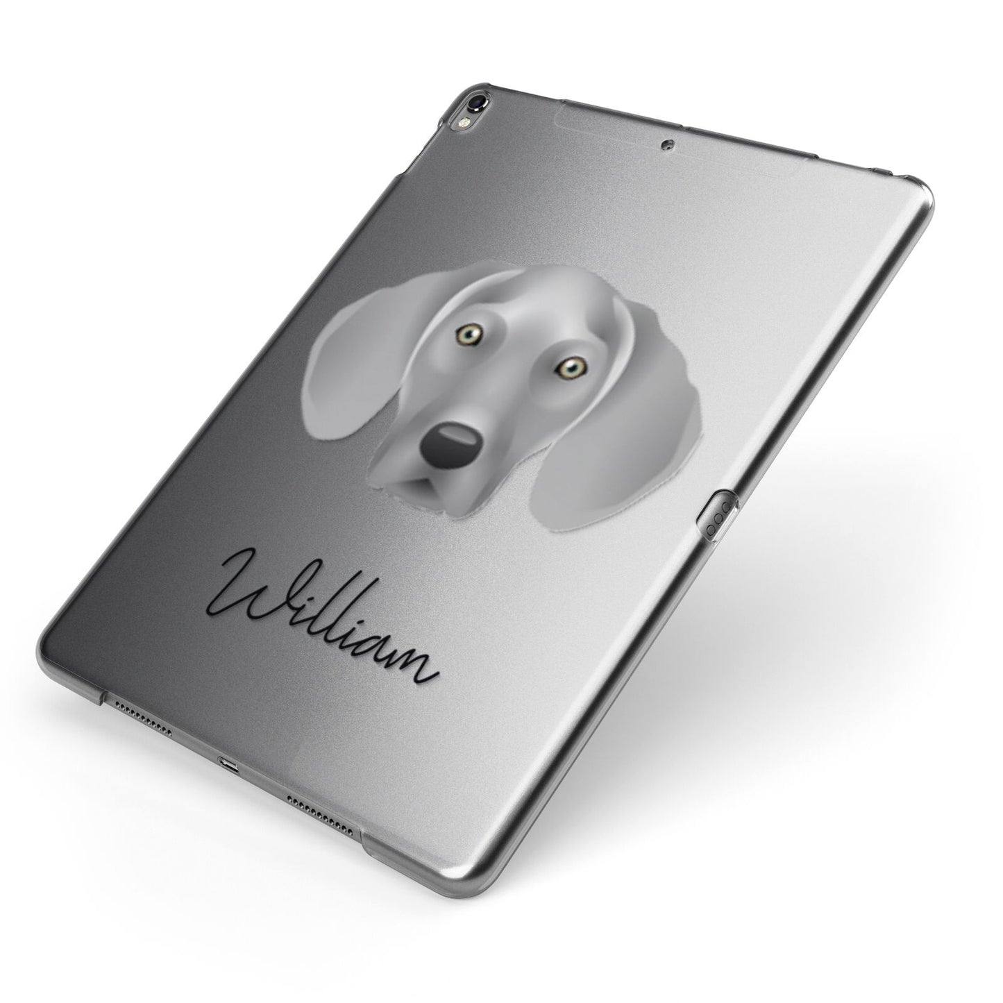 Weimaraner Personalised Apple iPad Case on Grey iPad Side View