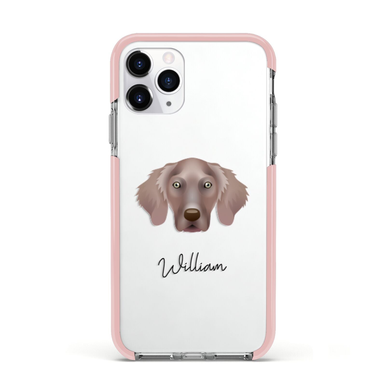 Weimaraner Personalised Apple iPhone 11 Pro in Silver with Pink Impact Case