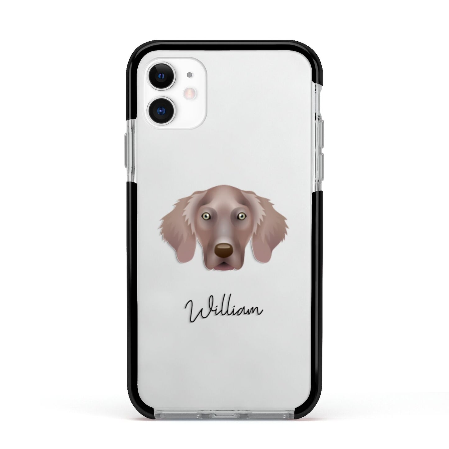 Weimaraner Personalised Apple iPhone 11 in White with Black Impact Case