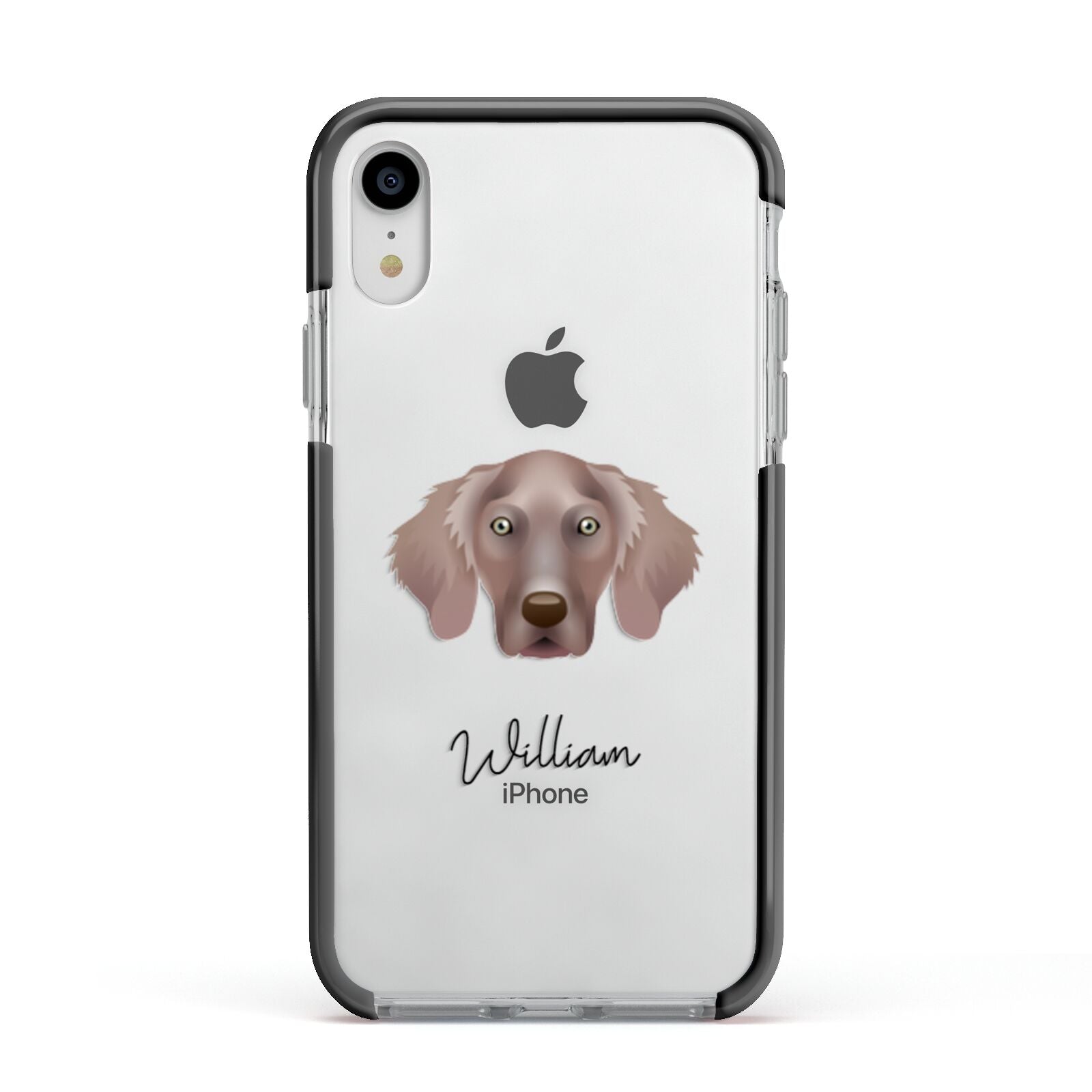 Weimaraner Personalised Apple iPhone XR Impact Case Black Edge on Silver Phone