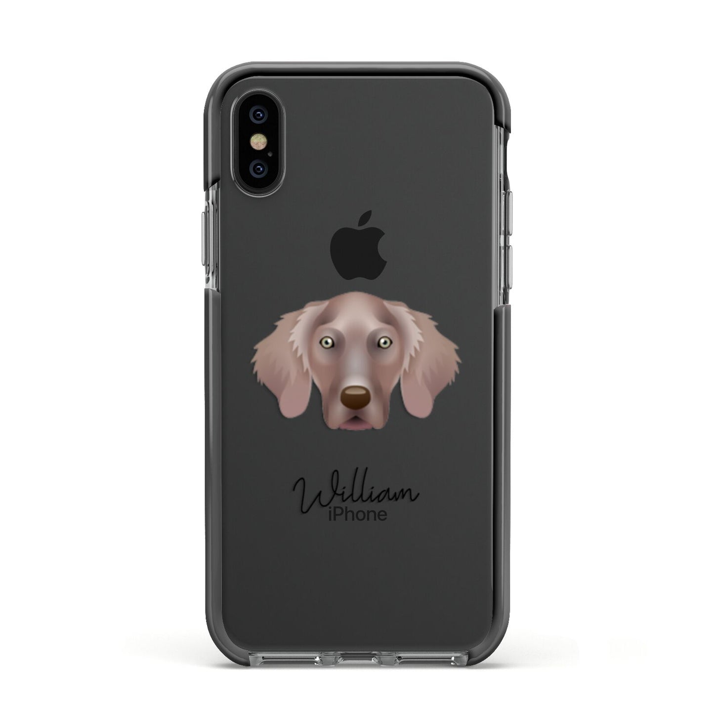 Weimaraner Personalised Apple iPhone Xs Impact Case Black Edge on Black Phone