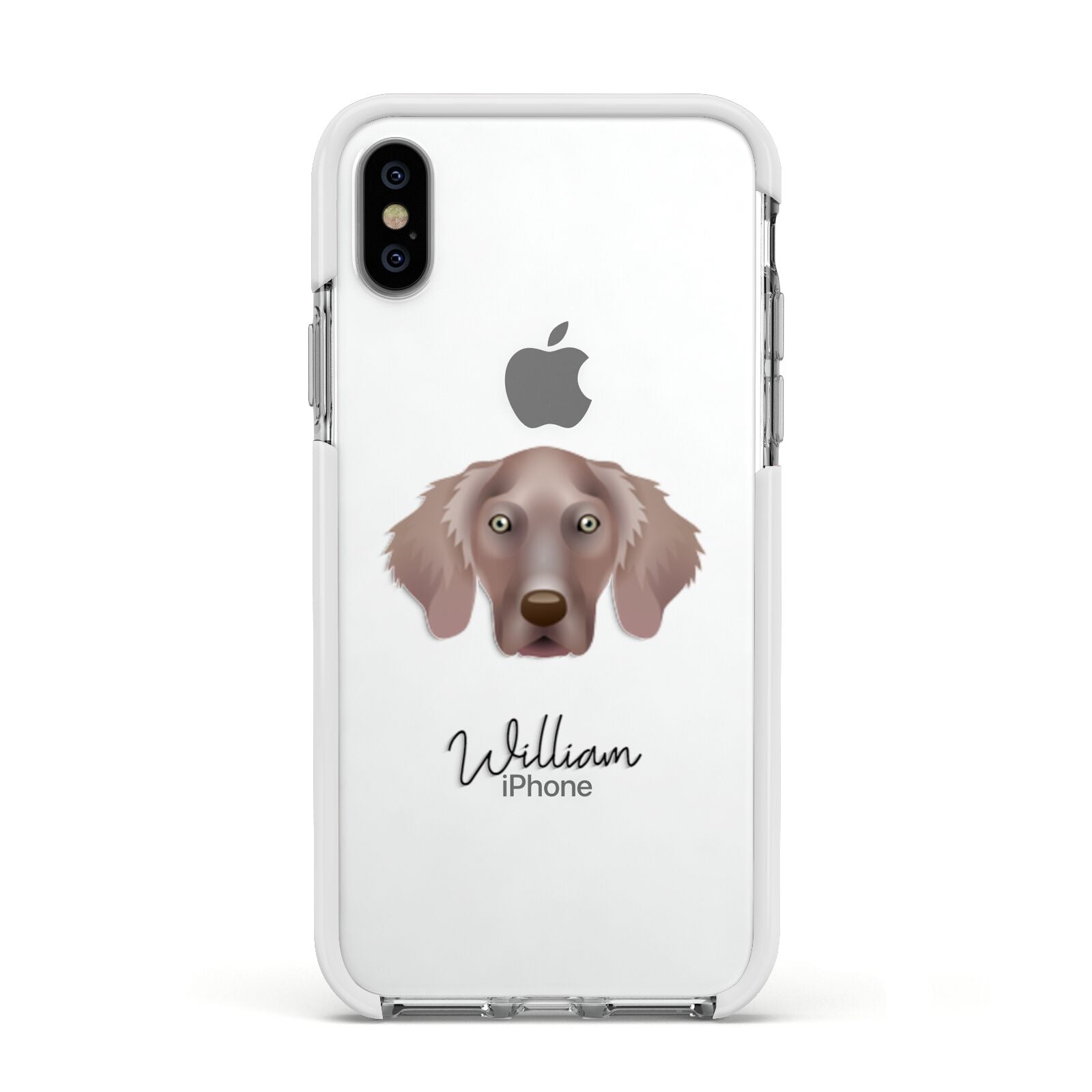 Weimaraner Personalised Apple iPhone Xs Impact Case White Edge on Silver Phone