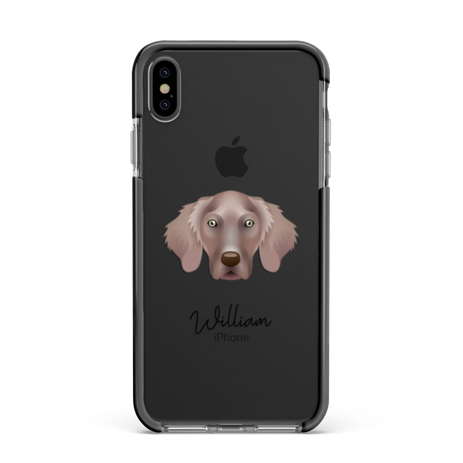 Weimaraner Personalised Apple iPhone Xs Max Impact Case Black Edge on Black Phone