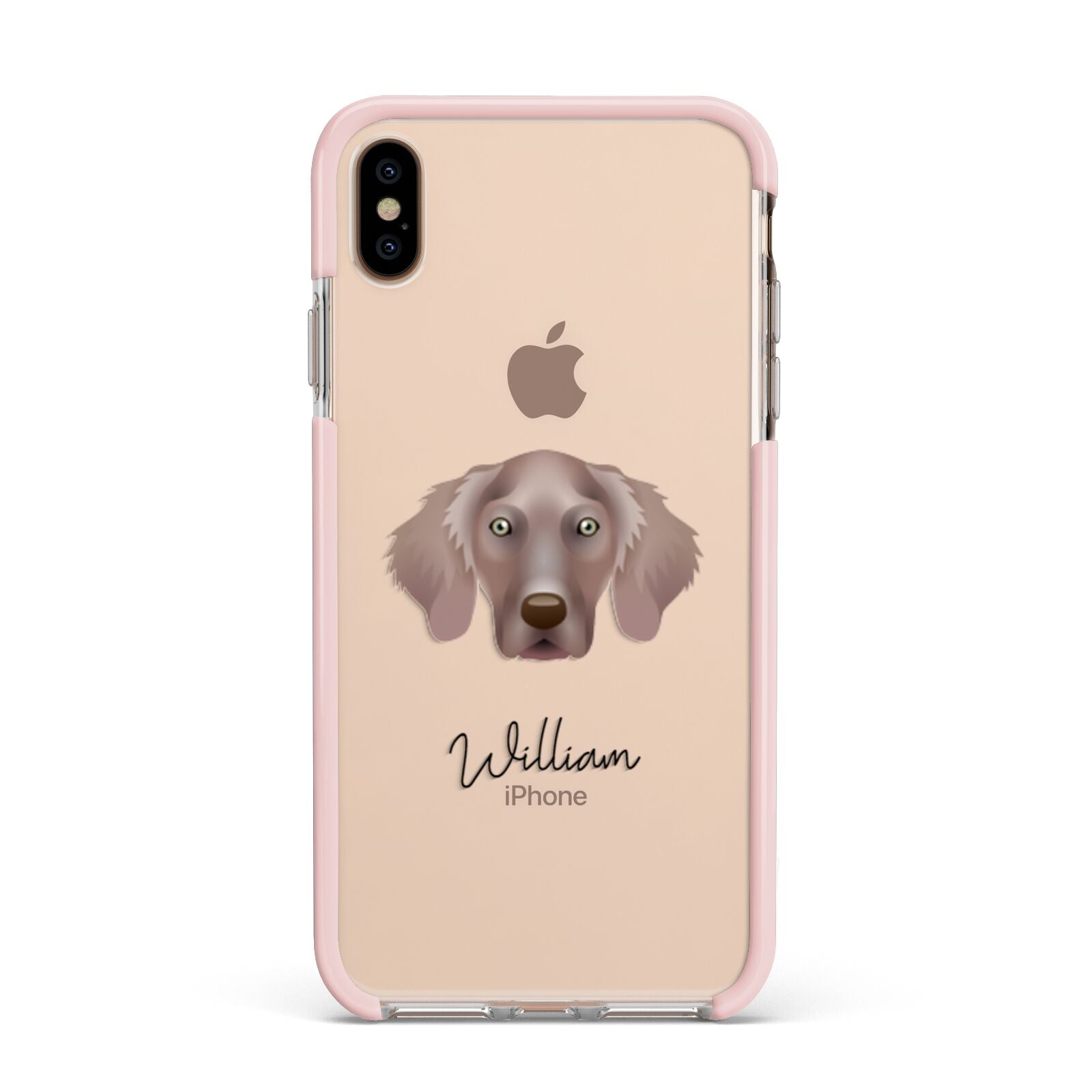 Weimaraner Personalised Apple iPhone Xs Max Impact Case Pink Edge on Gold Phone