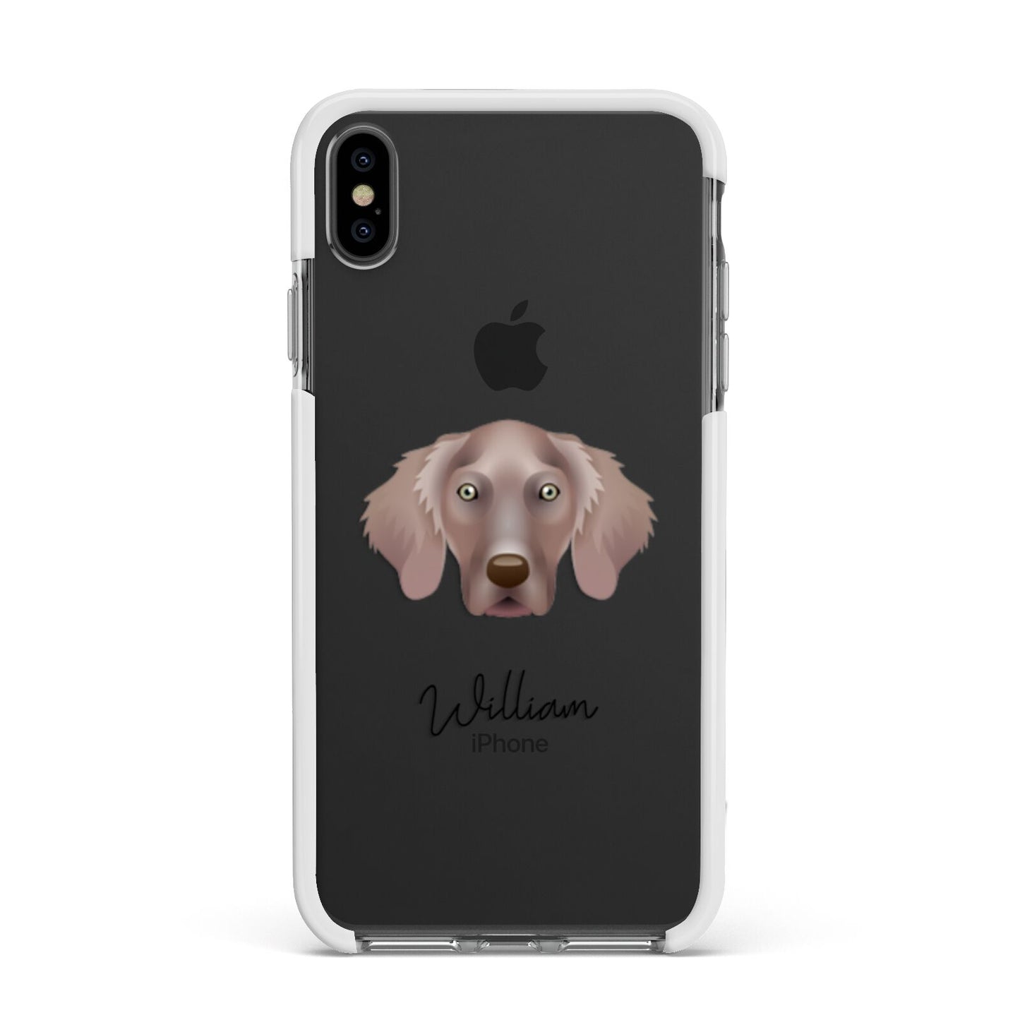 Weimaraner Personalised Apple iPhone Xs Max Impact Case White Edge on Black Phone