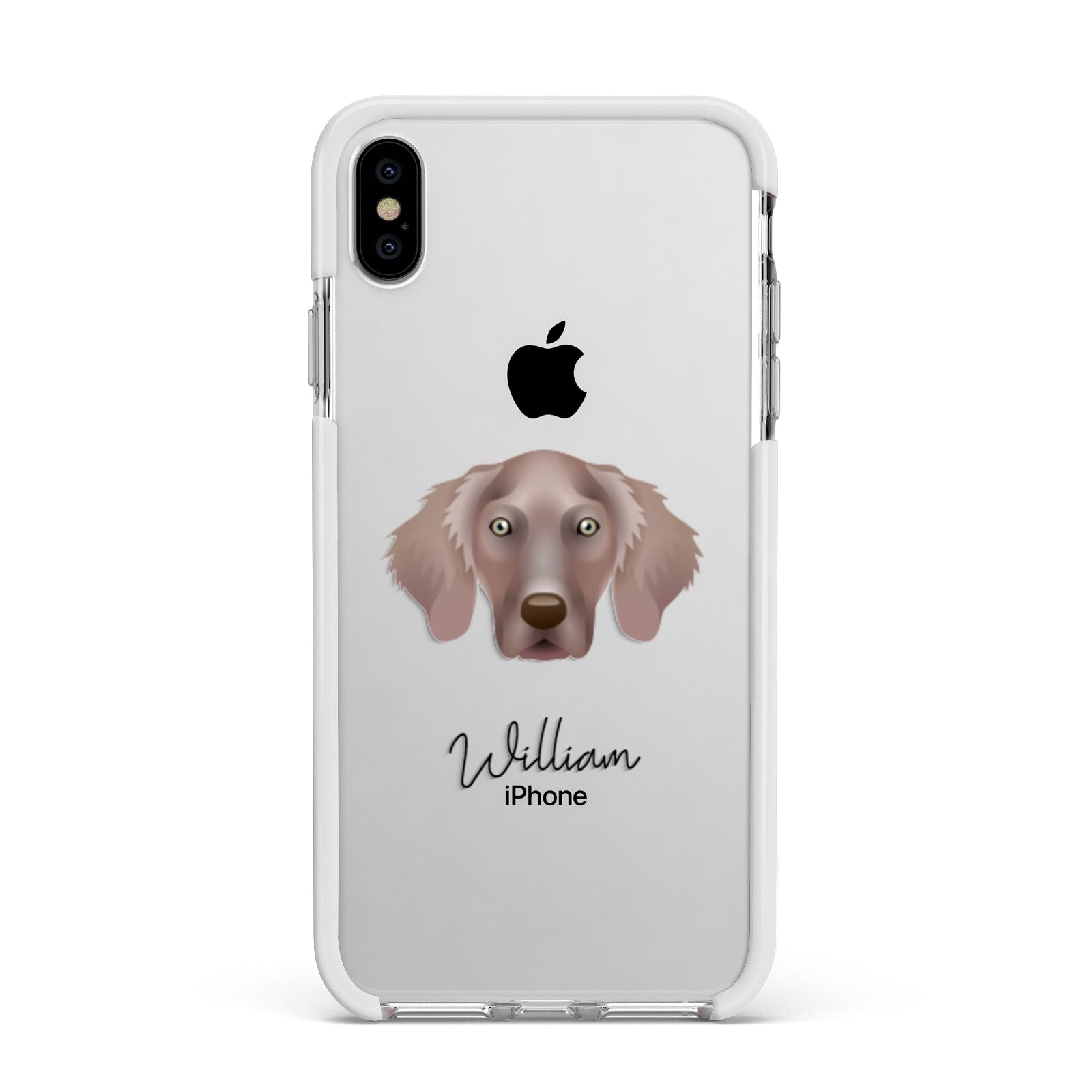 Weimaraner Personalised Apple iPhone Xs Max Impact Case White Edge on Silver Phone