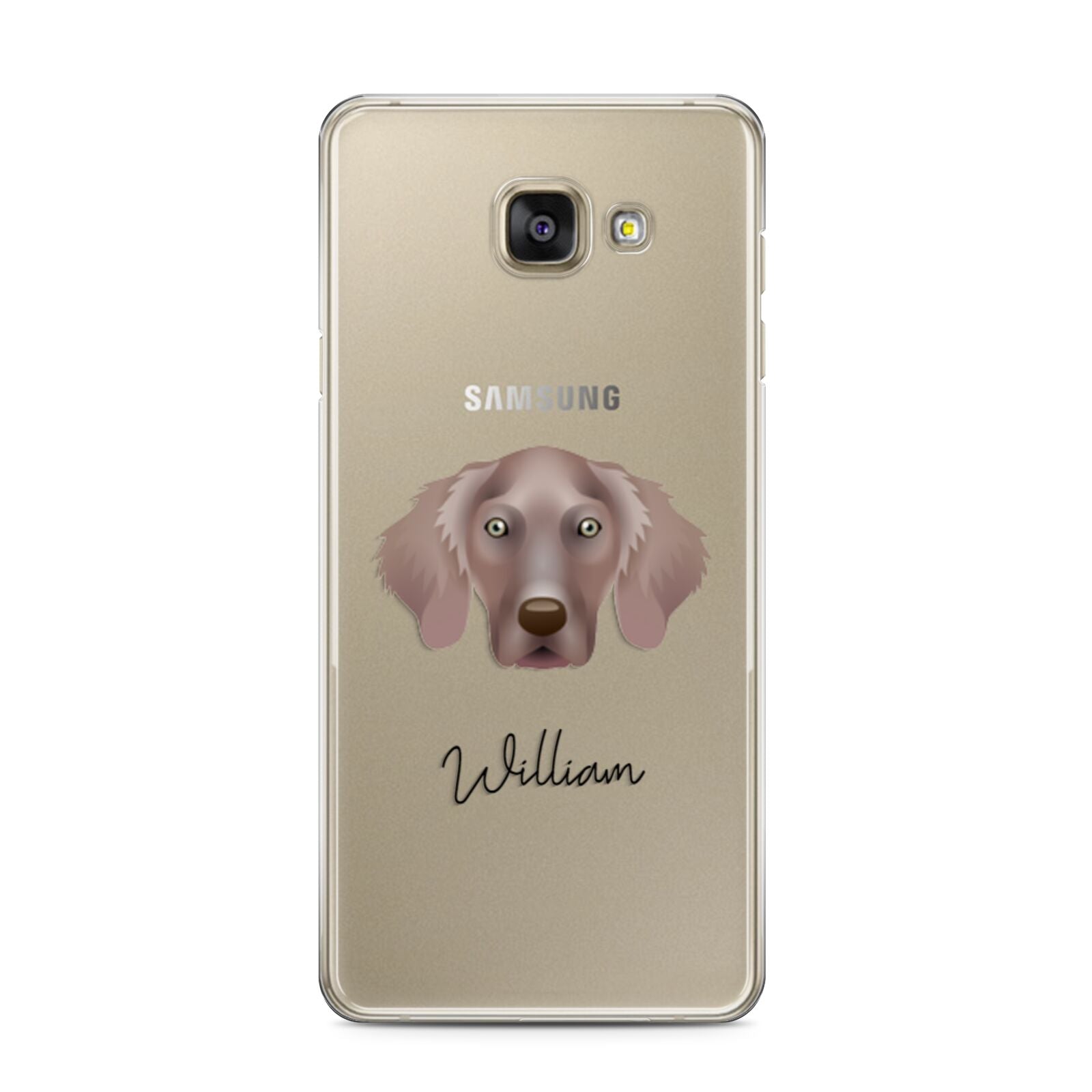 Weimaraner Personalised Samsung Galaxy A3 2016 Case on gold phone