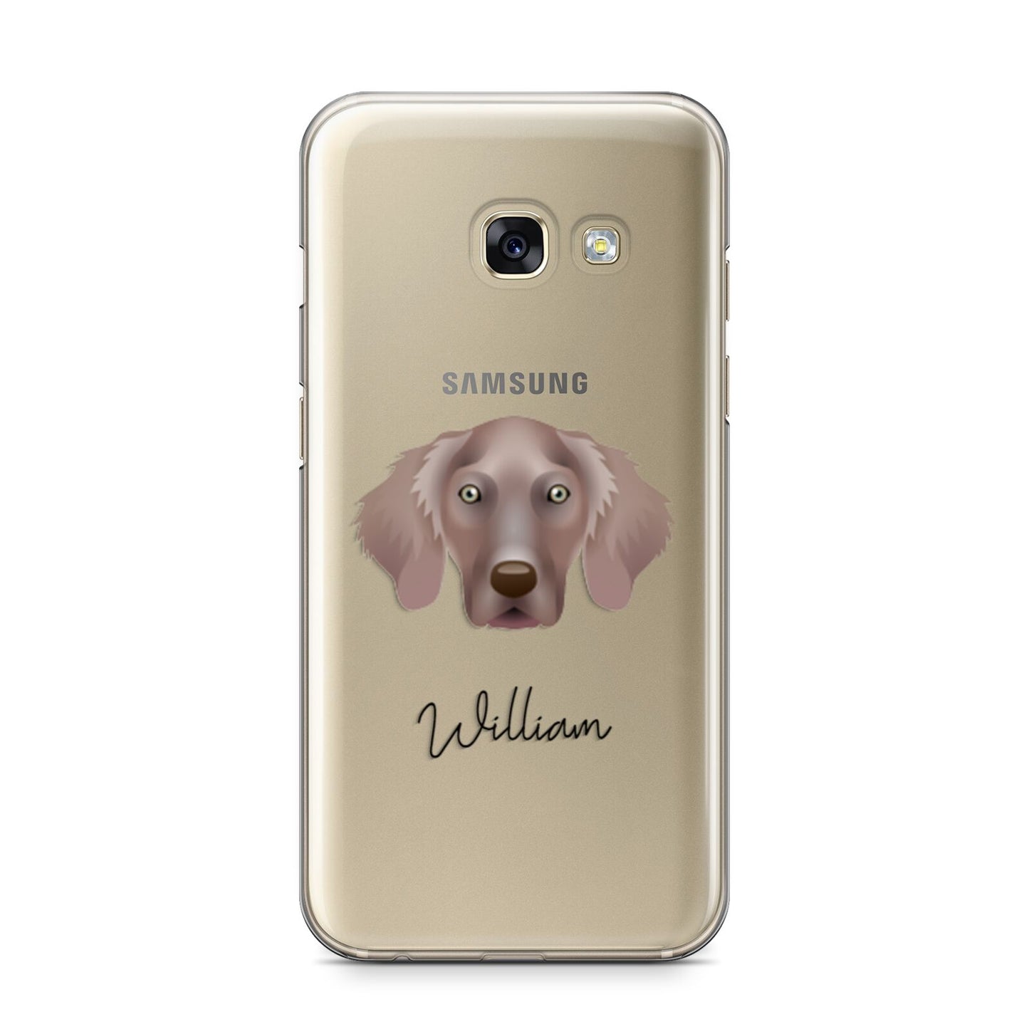 Weimaraner Personalised Samsung Galaxy A3 2017 Case on gold phone