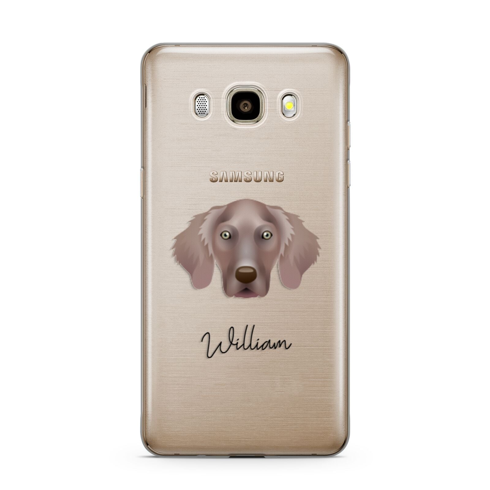 Weimaraner Personalised Samsung Galaxy J7 2016 Case on gold phone