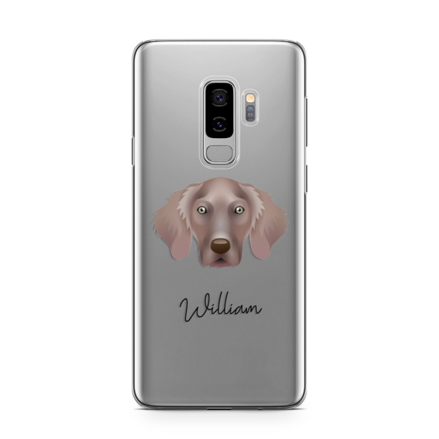 Weimaraner Personalised Samsung Galaxy S9 Plus Case on Silver phone