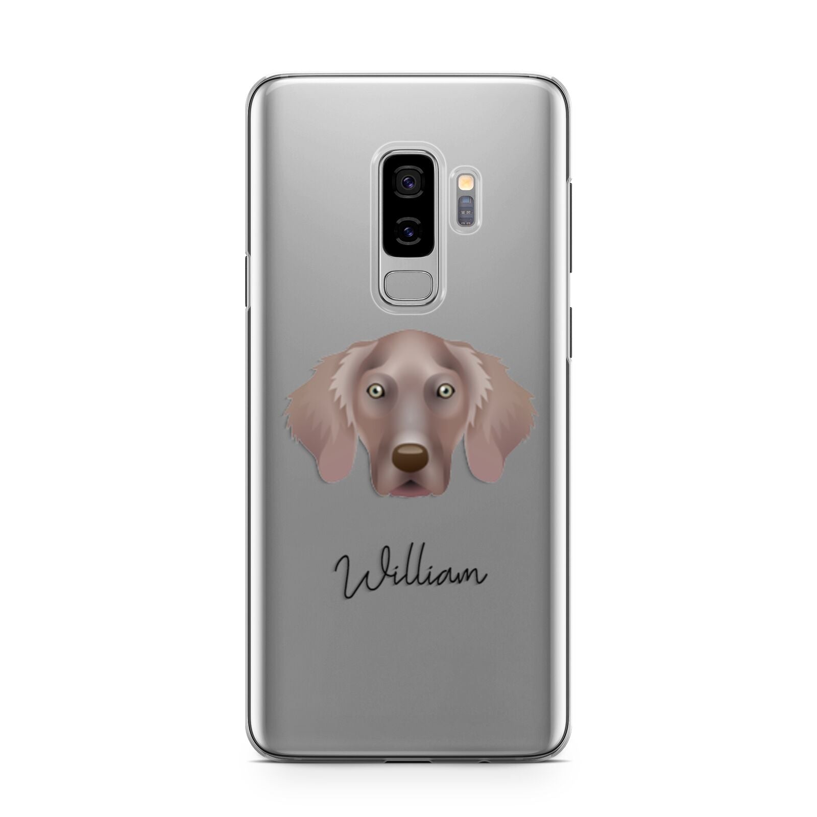 Weimaraner Personalised Samsung Galaxy S9 Plus Case on Silver phone