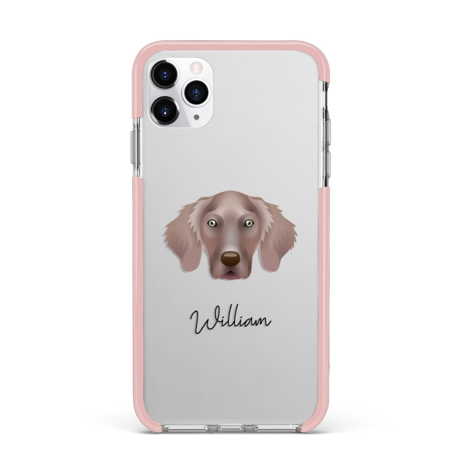 Weimaraner Personalised iPhone 11 Pro Max Impact Pink Edge Case