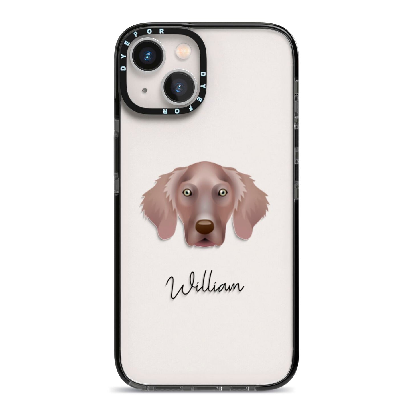 Weimaraner Personalised iPhone 13 Black Impact Case on Silver phone