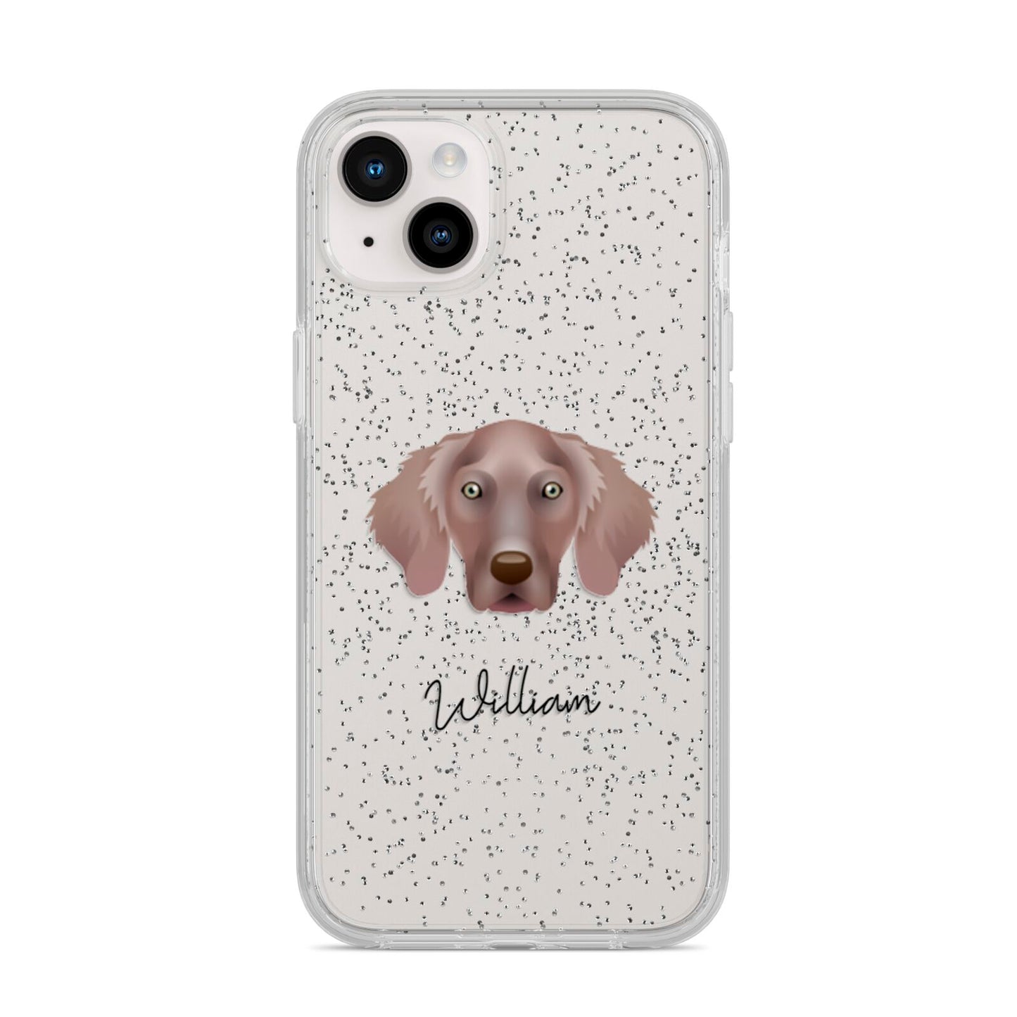 Weimaraner Personalised iPhone 14 Plus Glitter Tough Case Starlight