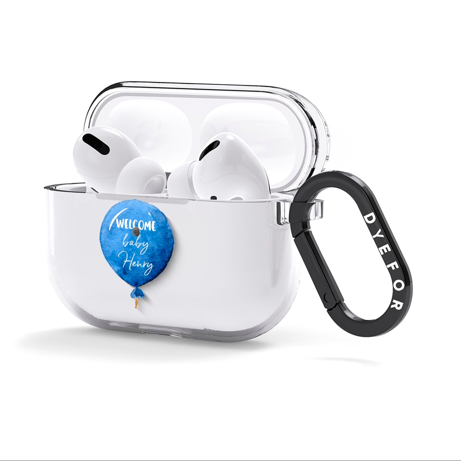 Welcome Baby Boy Balloon AirPods Clear Case 3rd Gen Side Image