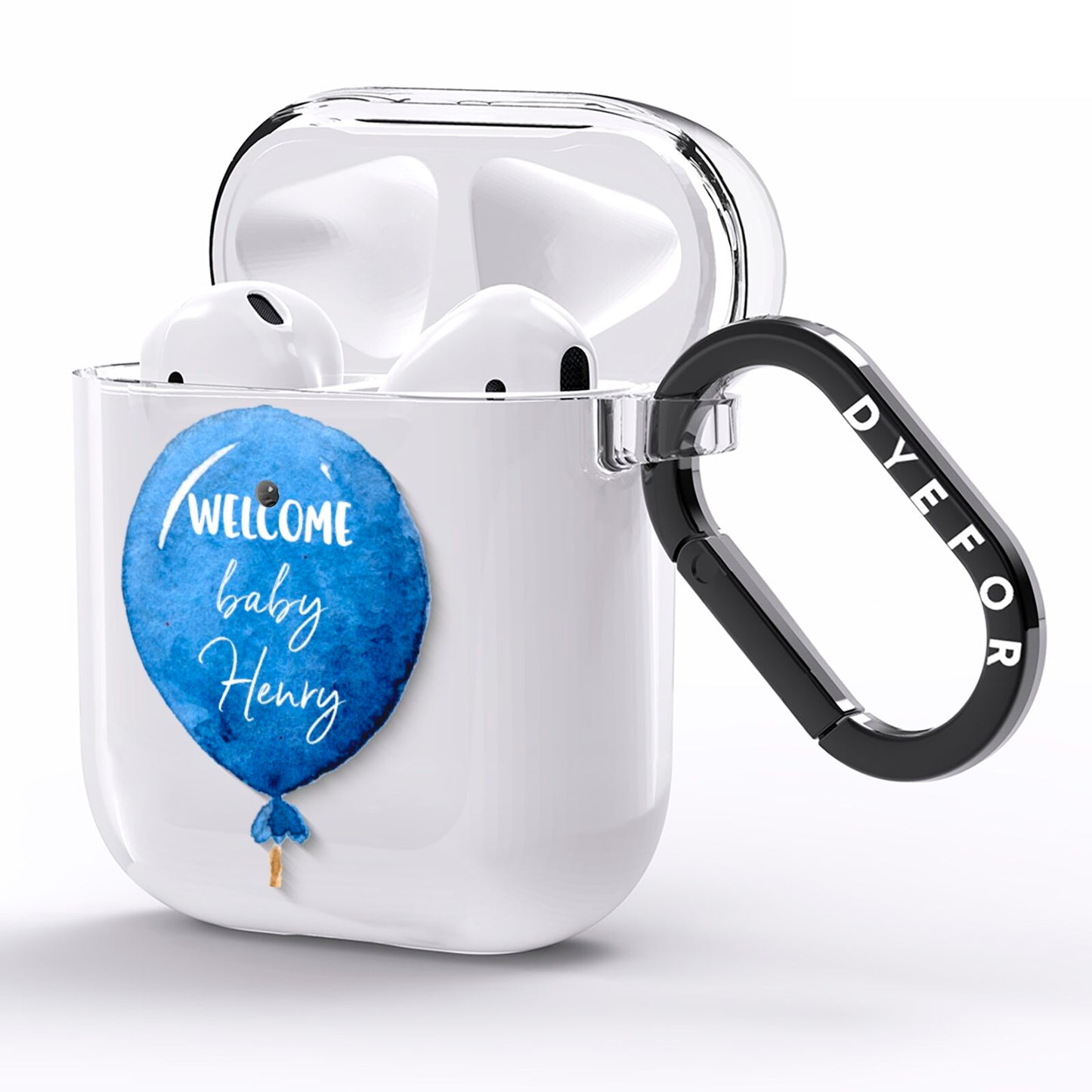 Welcome Baby Boy Balloon AirPods Clear Case Side Image